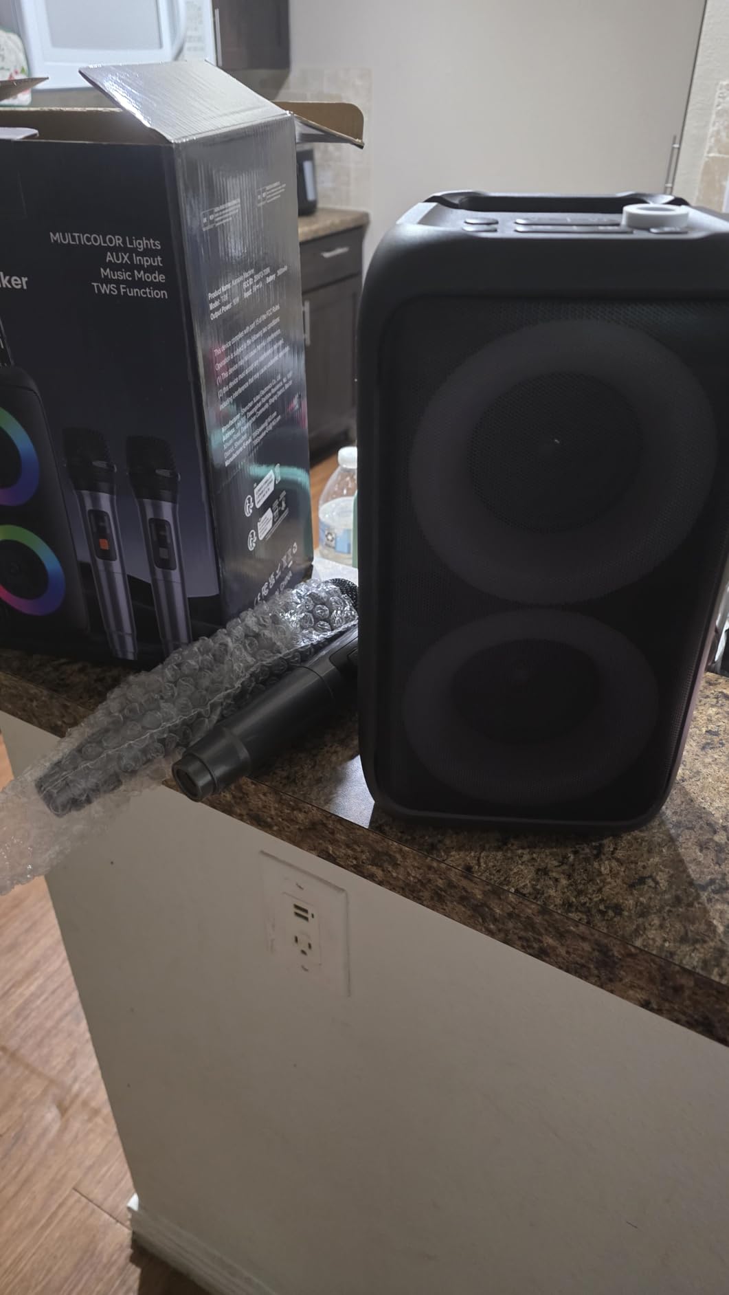Karaoke Machine for Adults Kids, Portable Bluetooth Speaker with 2 Wireless Microphones, TWS Mode & LED Light, 10H Battery PA System, Home Party Outdoor Camping Birthday (2 Mics) customer photo 1
