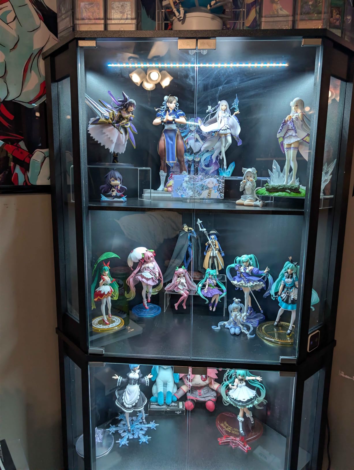 Lighted Corner Display Cabinet with Glass Doors for Collectibles | 65
