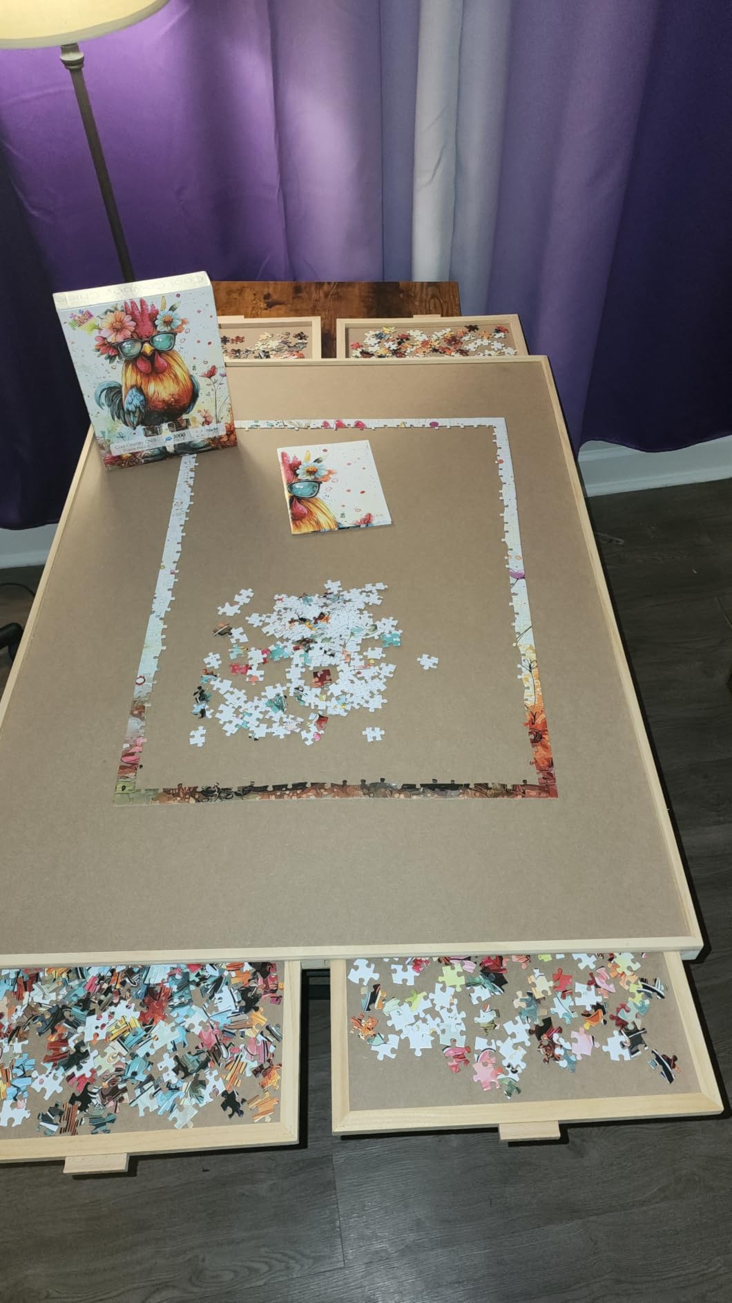 BuilderButler 1000 Pieces Rotating Puzzle Board with 4 Drawers, 28.74