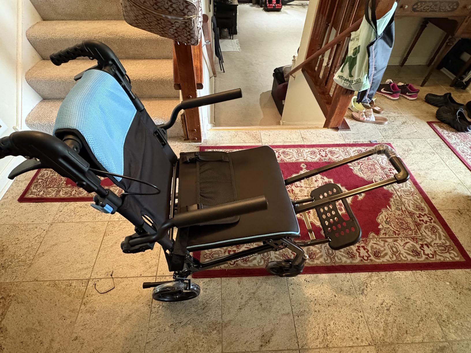 Ultra-Lightweight (only 19.4lbs) Transport Chair, Foldable and Portable Travel Wheelchair with Telescopic Handle customer photo 1