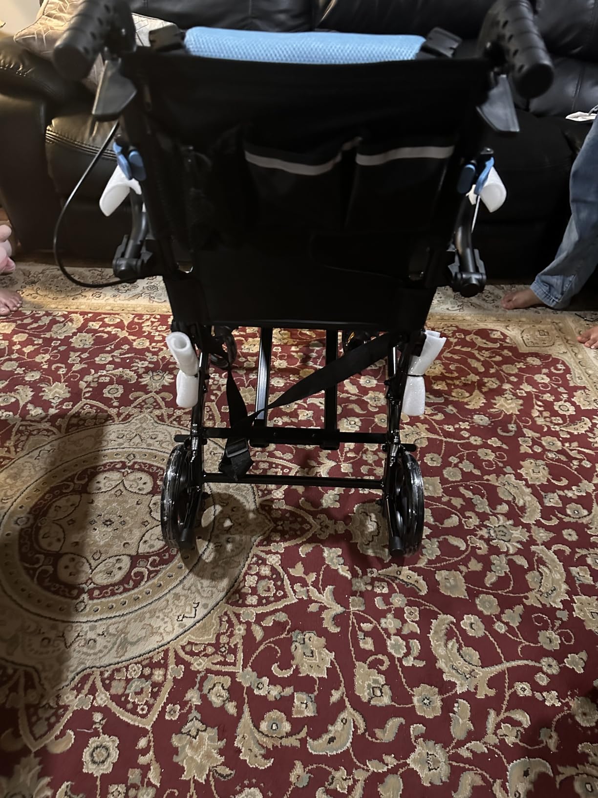 Ultra-Lightweight (only 19.4lbs) Transport Chair, Foldable and Portable Travel Wheelchair with Telescopic Handle customer photo 2