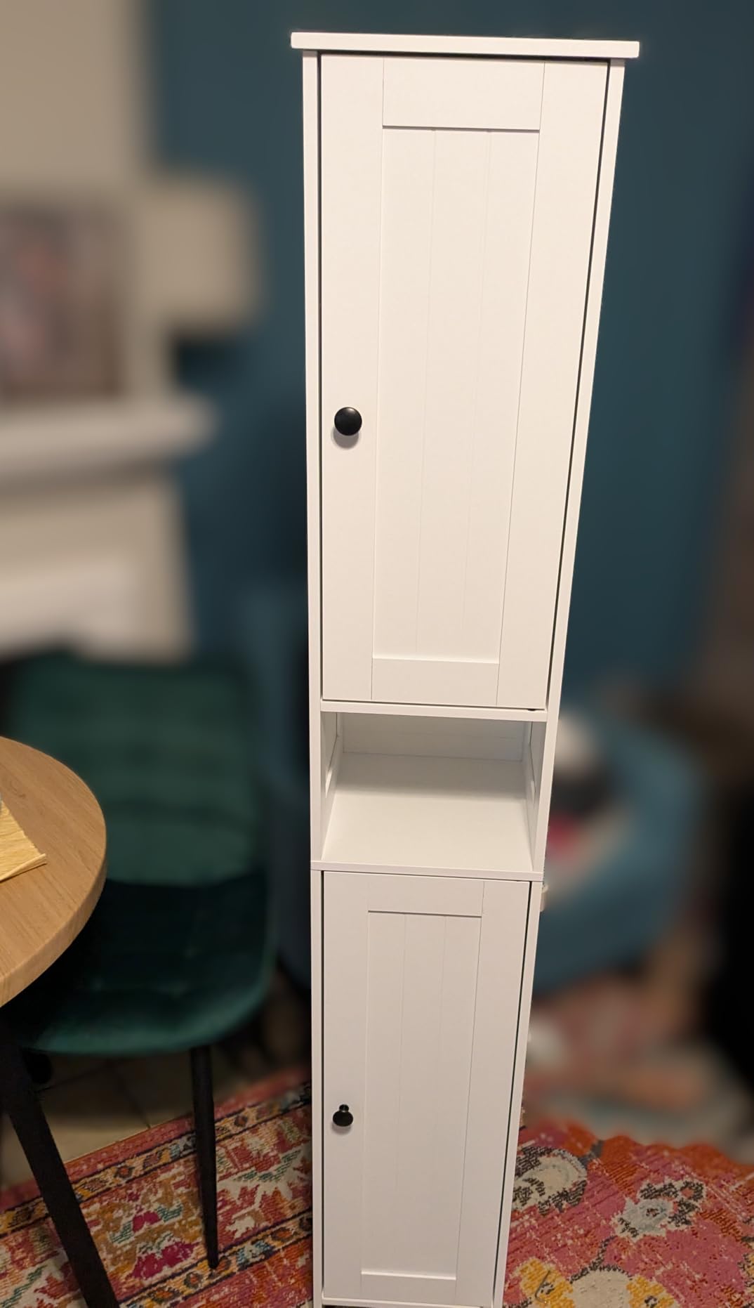 Homleke Tall Bathroom Storage Cabinet with 2 Doors, Slim Bathroom Cabinet | Narrow Storage Cabinet with Adjustable Shelves, Anti-Tip Design, Reversible Door, Easy Assembly, White, 11.8''W customer photo 2