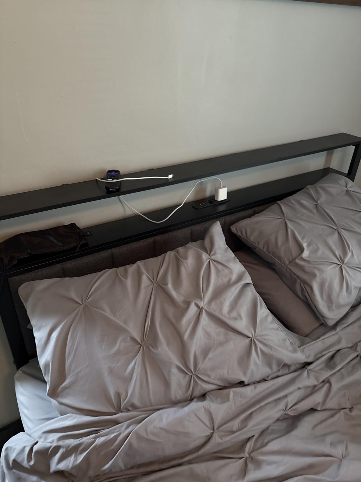 Full Size Bed Frame with Storage Drawers and Upholstered Headboard | Metal Platform Bed with Charging Station, LED Lights, 2 Tier Shelves, Fabric Drawers. No Box Spring Needed, Noise Free, Grey customer photo 2