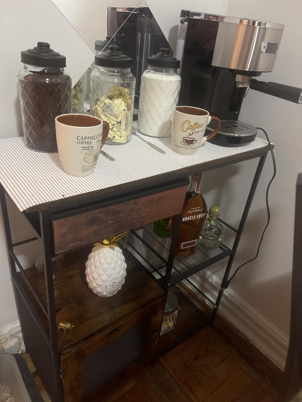 SWTYMIKI Coffee Bar Cabinet for Home - Farmhouse Coffee Stand Station Multi-Purpose Buffet Sideboard Cabinet with Drawers - Kitchen Bar Table for Living Room, Corner, Small Space, Espresso customer photo 1