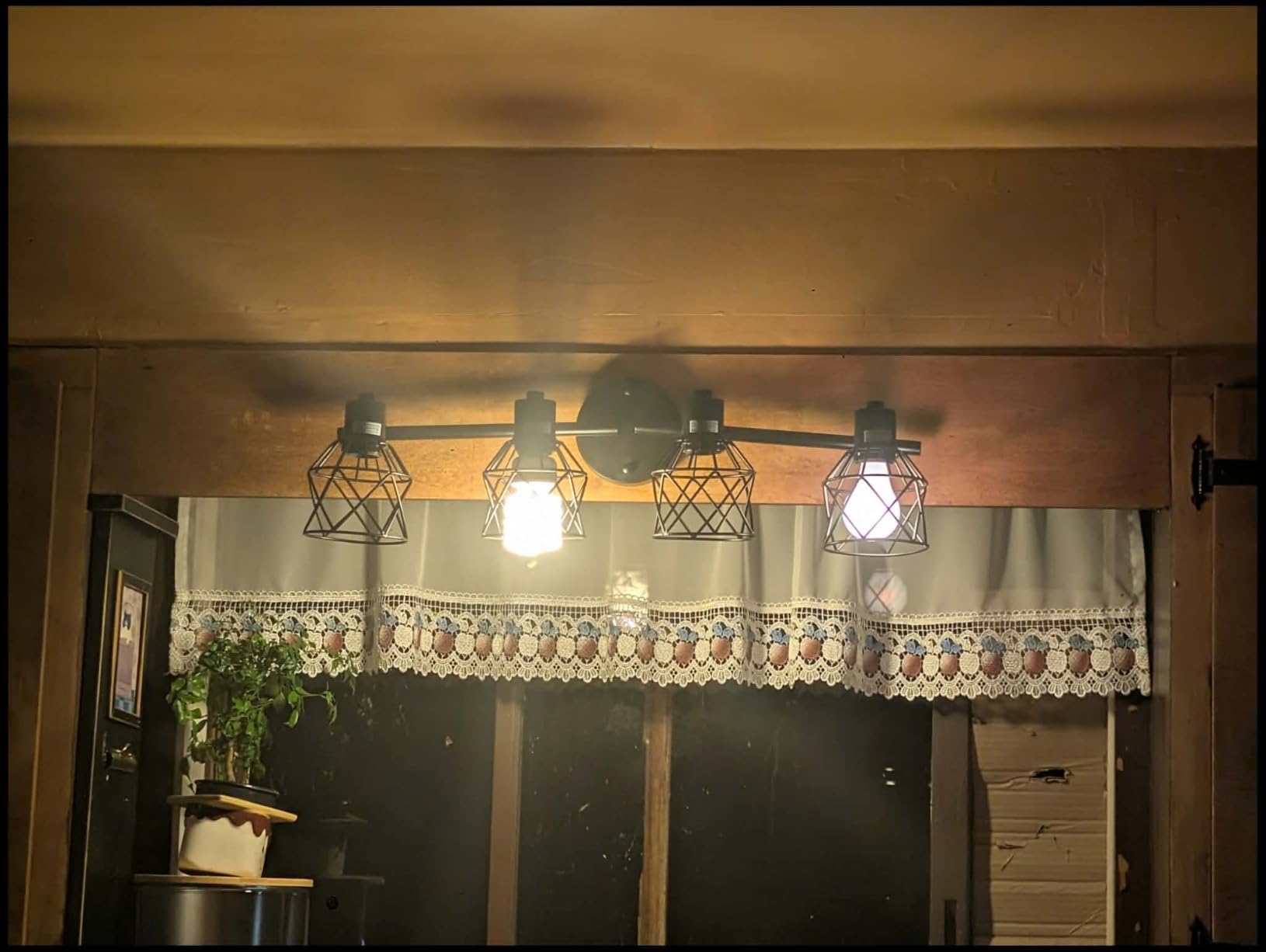 Baocuz 6-Lights Black Semi Flush Mount Ceiling Light, Multi-Directional Ceiling Light Fixtures, Rotatable Kitchen Track Lighting Fixtures with Wire Cages for Living Room, Dining Table, Foyer customer photo 1