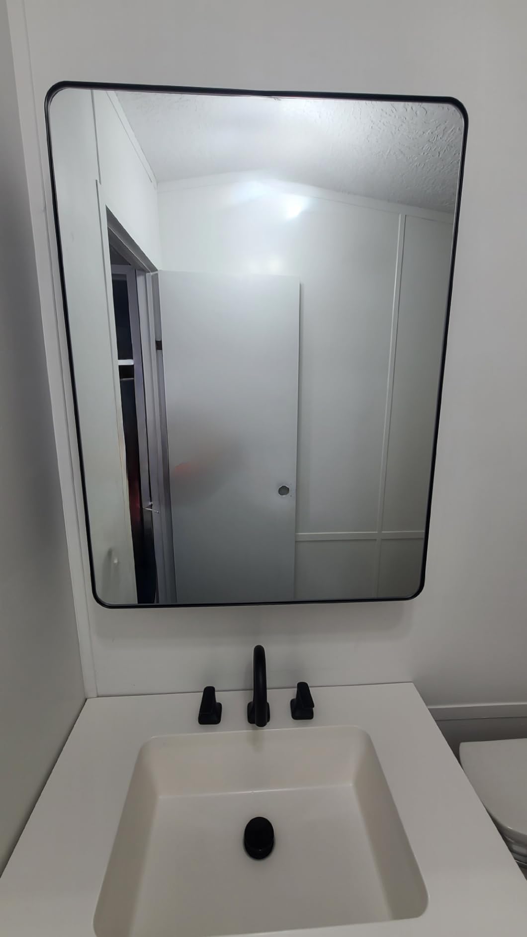 16x24 Medicine Cabinet with Mirror, Aluminum Bathroom Wall Organizer, Pre-Assembled, Center Partition for Tall Bottles, 6 Adjustable Shelves, Soft-Close, Recessed/Surface Mount, Matte Black customer photo 2