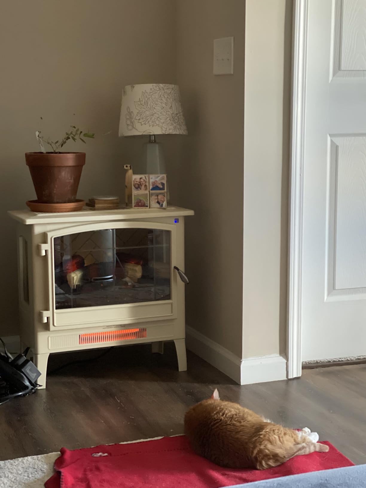 Country Living Infrared Freestanding Electric Fireplace Stove Heater in Bronze | Multiple Flame Colors, Metal Design with Faux Wooden Logs | Alexa/WiFi Enabled - Remote Included customer photo 1