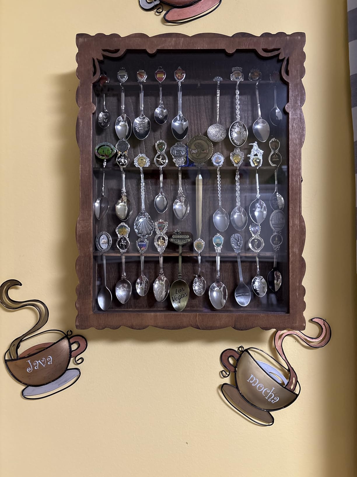 Ikee Design Wooden 30-Souvenir Spoon Display Case Cabinet Wall-Mounted customer photo 1