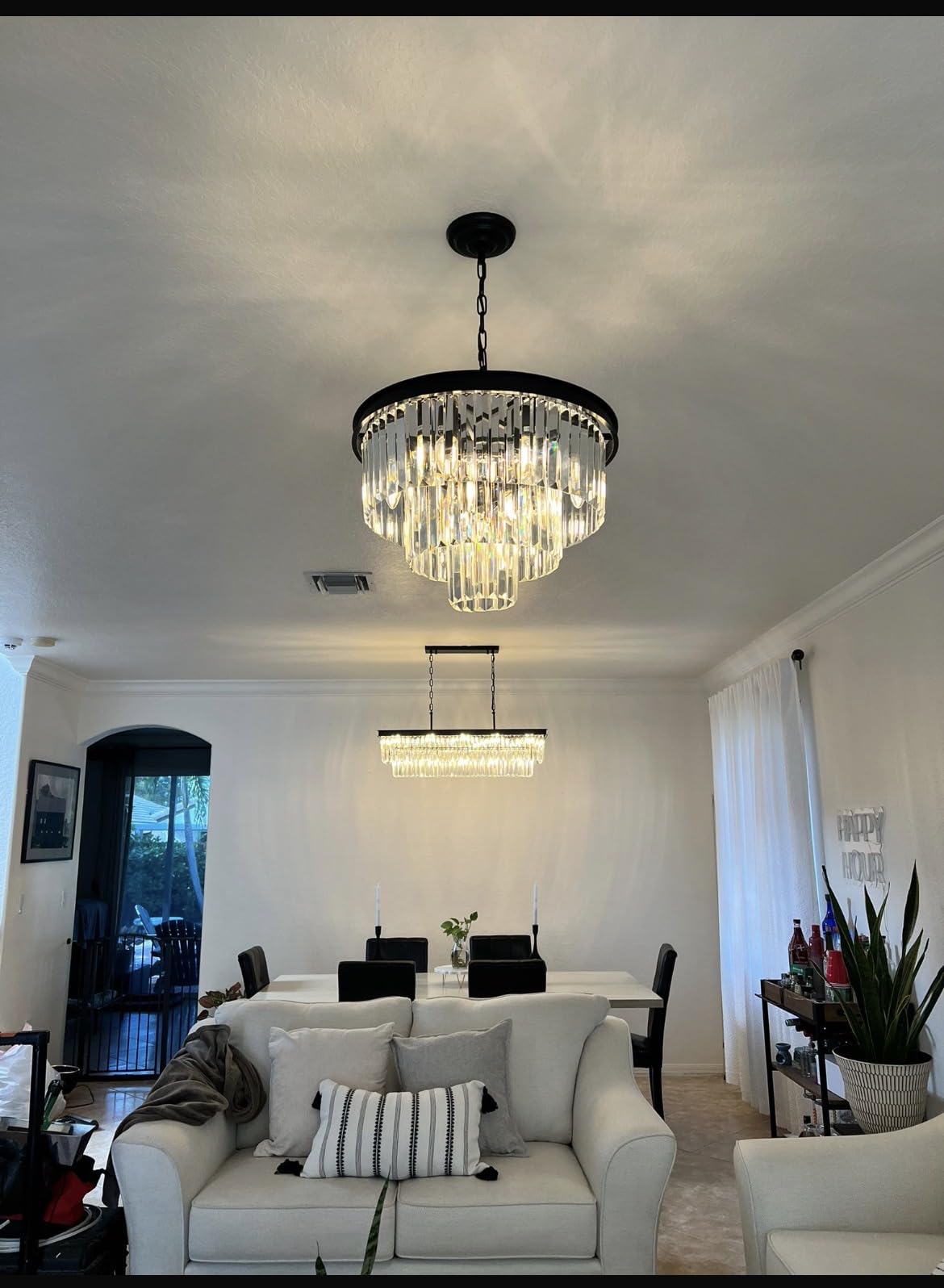 Crystal Chandeliers for Dining Room Lights Fixture Over Table, 15 Lights Black Modern Chandeliers for Living Room, 4-Tier Round Crystal Lighting Fixtures for Bedroom Entryway Kitchen Island D24 Inch customer photo 2