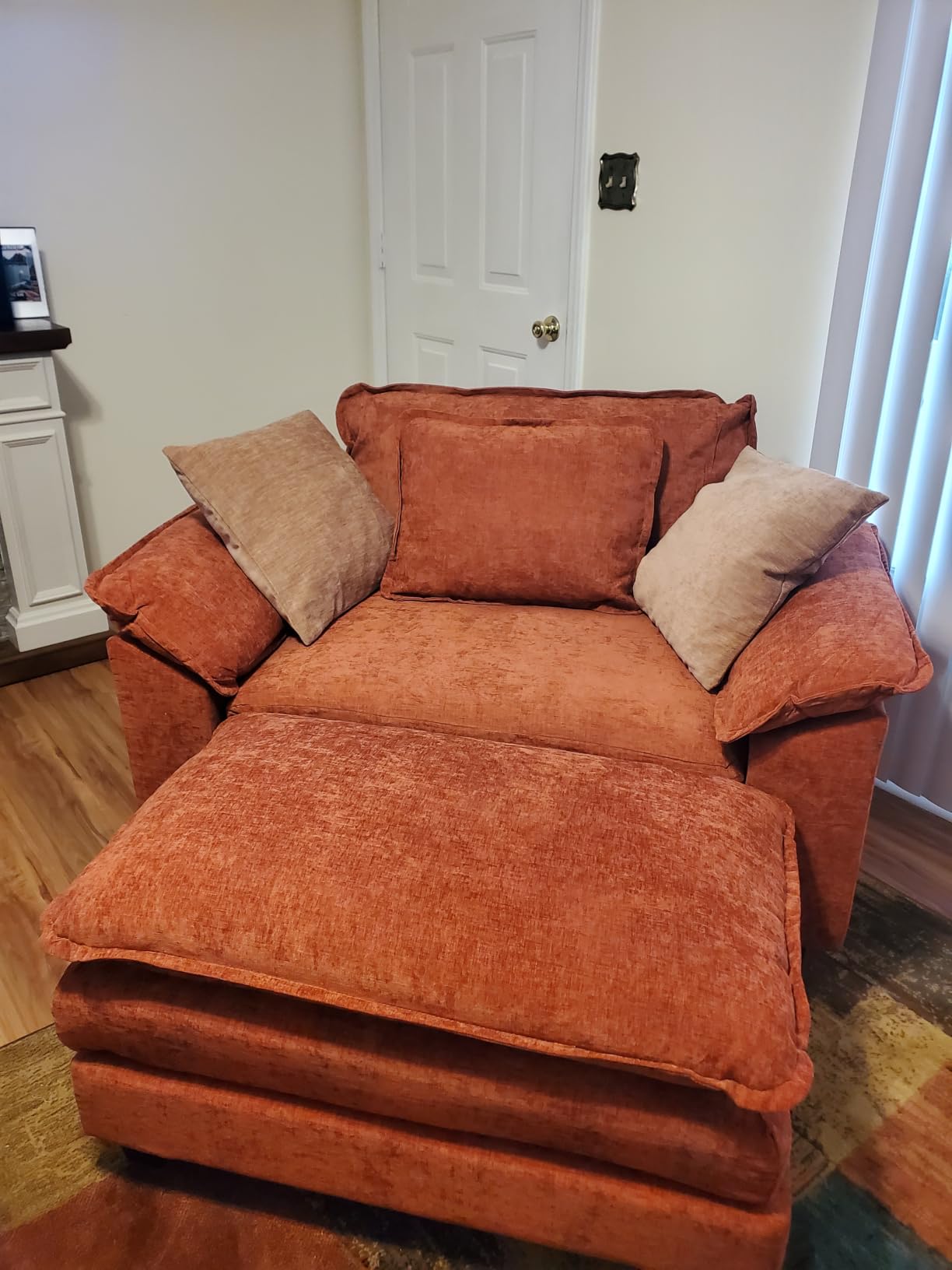 Oversized Accent Chair, Comfy Cloud Sofa Chair, Terracotta Orange | Chenille Fabric, Comfy Large Seat, Upholstered Armrests, Modern Extra Wide Armchair Reading Chairs for Bedroom, Living Room customer photo 1