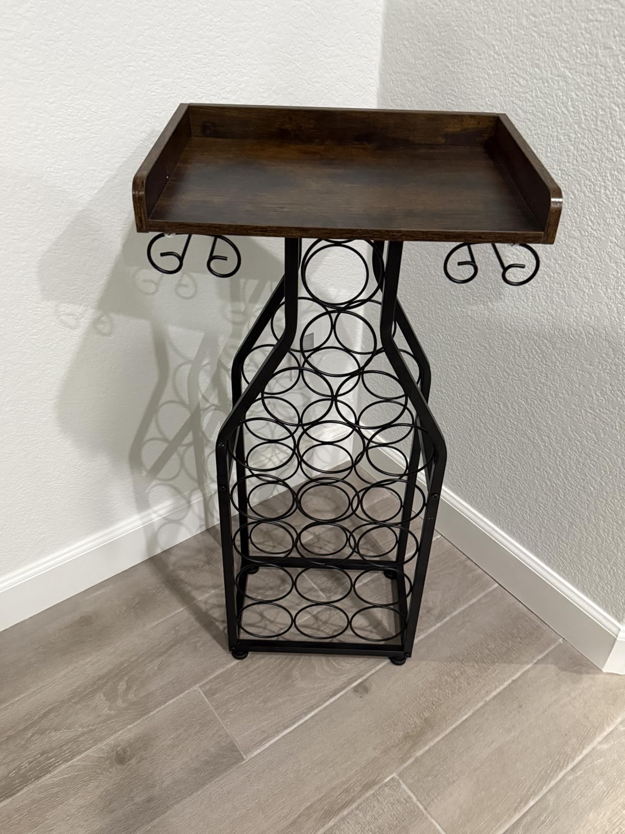 X-cosrack Wine Rack Freestanding Floor, Wine Storage Rack Mini Bar Table with Tabletop, Glass Holder Wine Bottle Display Stand Liquor Cabinet for Home Bar Kitchen Living Room customer photo 2