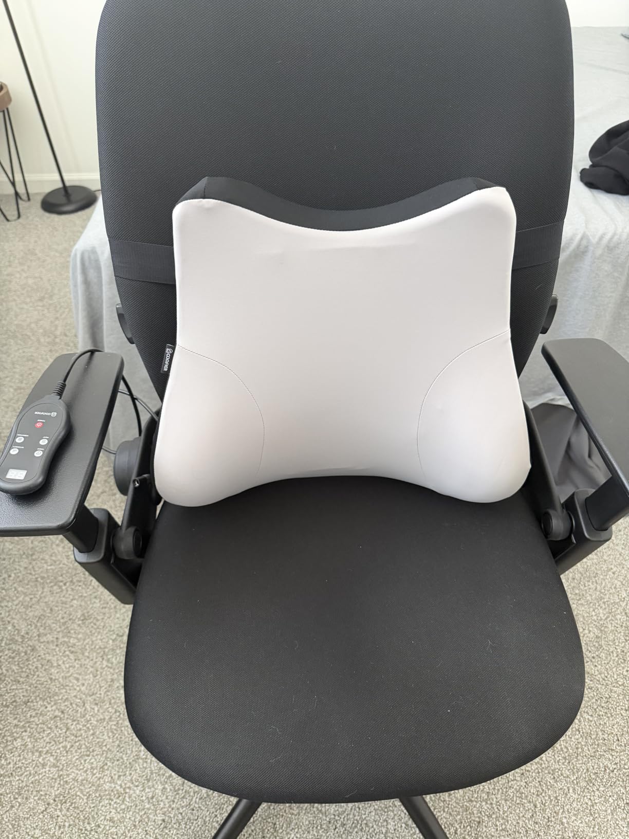 COMFIER Lumbar Support Pillow for Office Chair, Heated Back Support Pillow with 3 Vibration Modes & 3 Intensities, Ergonomic Back Support Cushion for Car, Recliner, Gaming Chair customer photo 1