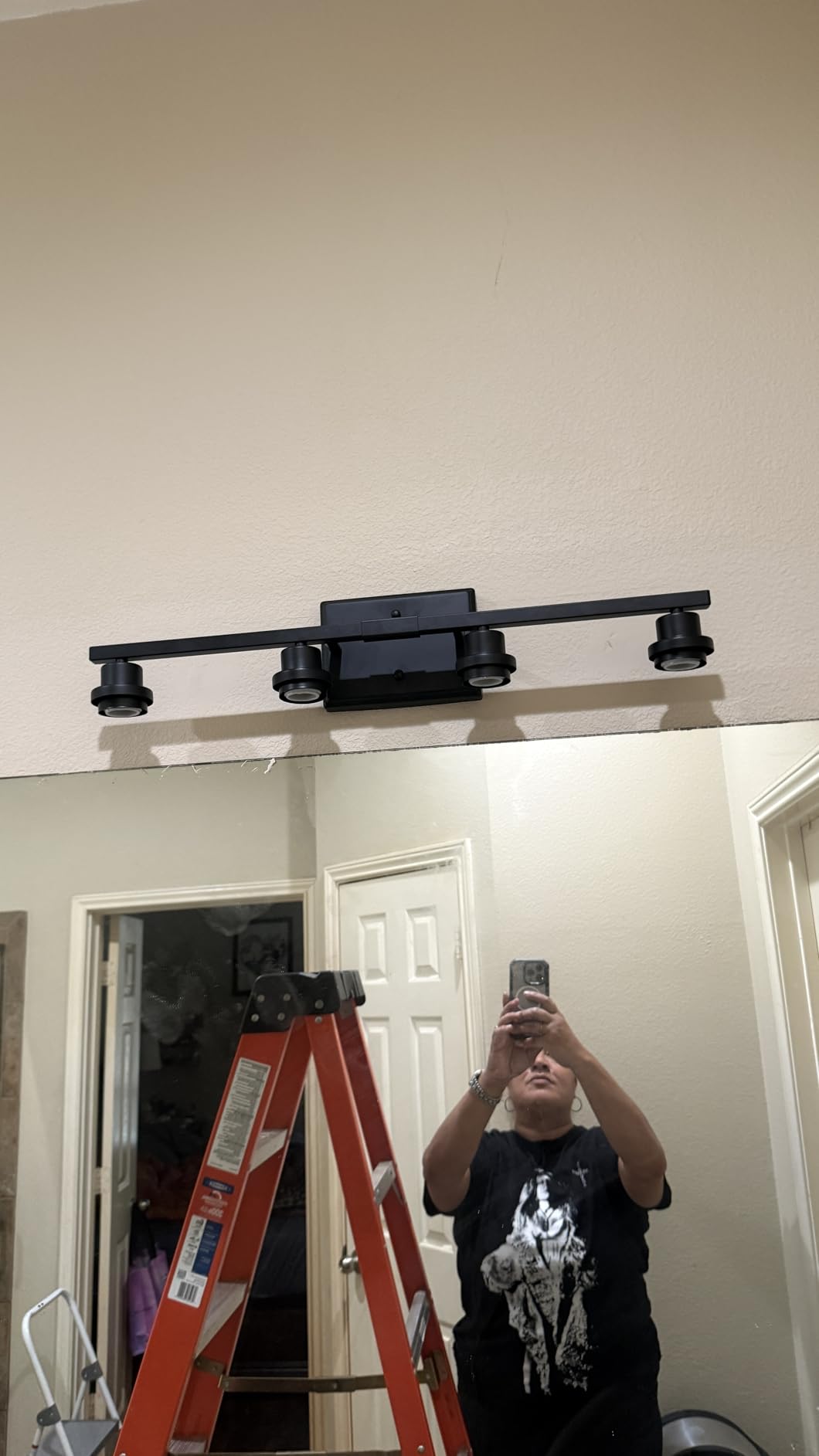 Unicozin Modern Bathroom Light Fixtures, 4 Light Vanity Lights Over Mirror, Black Wall Lamp with Clear Glass for Living Room Cabinet Bedroom Porch customer photo 2