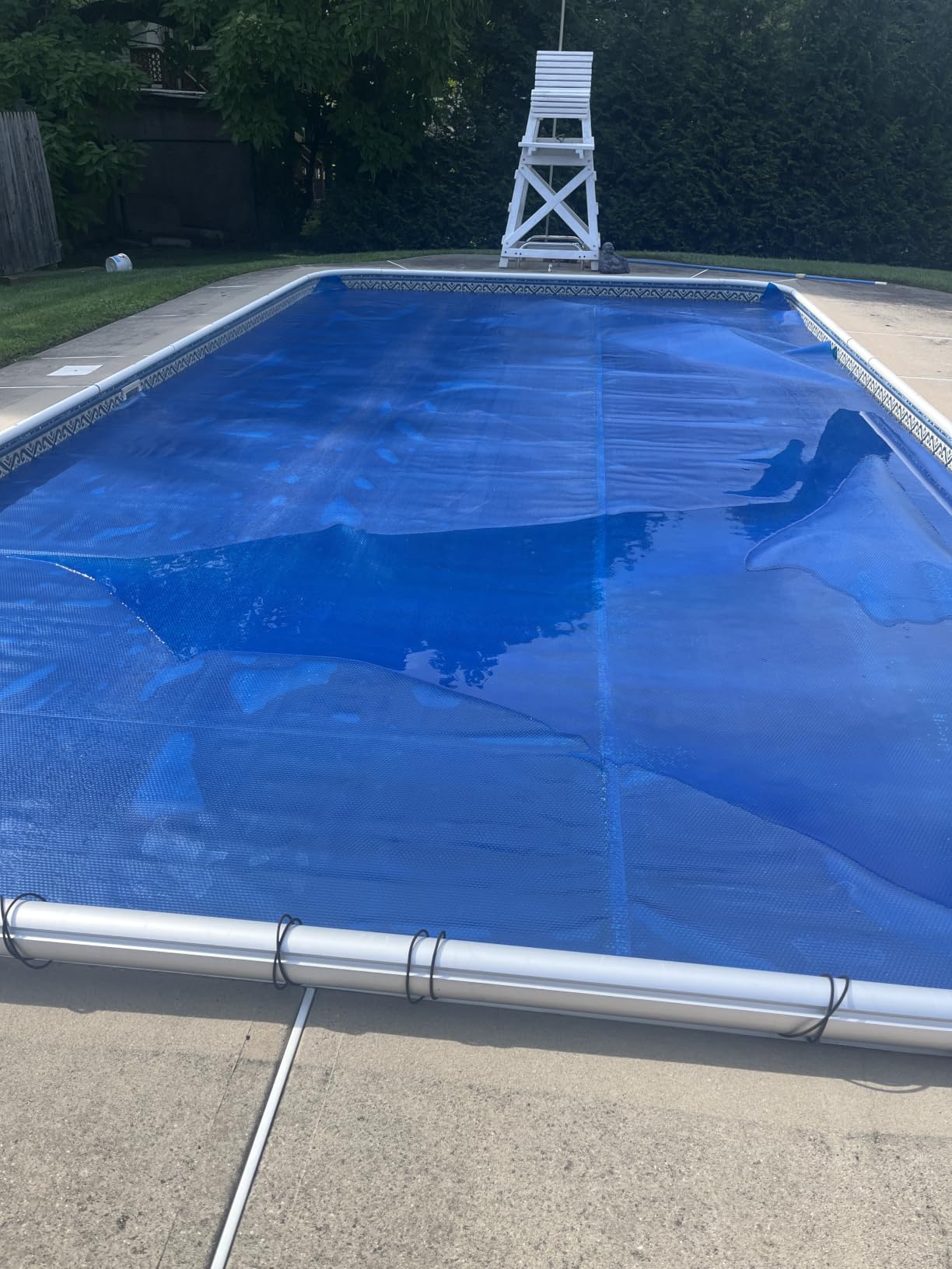 VINGLI 14x28ft Solar Pool Cover 12mil Rectangle Blue | Heats Retaining / Cuts 95% Evaporation / 12mil PE Resists Tears / Bubble Core Traps Heat / Easy to trim & install customer photo 1