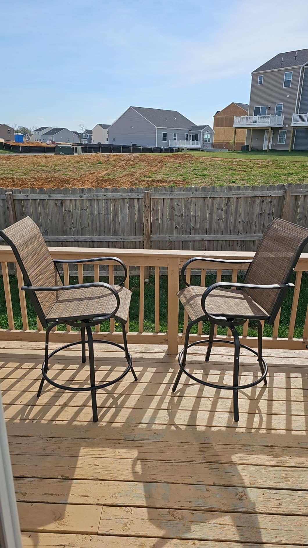 Outdoor Bar Stools Set of 2, Swivel Patio Barstools with Textilene Fabric, Height Top Patio Chair 360° Swivel, All Weather Use, Ergonomic Comfort Bar Height Tall Outdoor Stools for Balcony customer photo 2