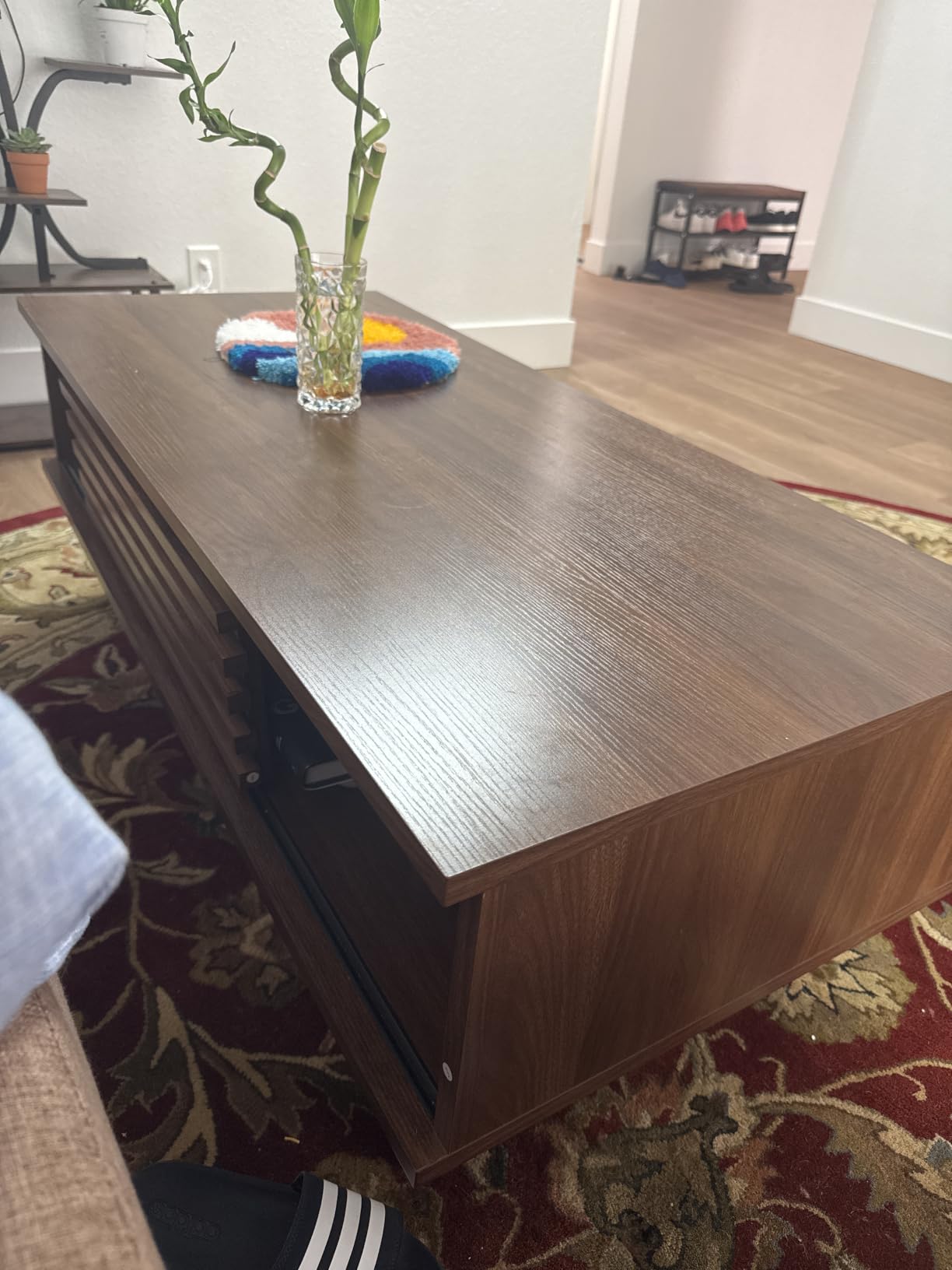 Mid Century Modern Coffee Table, Wood Coffee Table with Storage, Farmhouse Table for Living Room, Apartment, Walnut customer photo 2