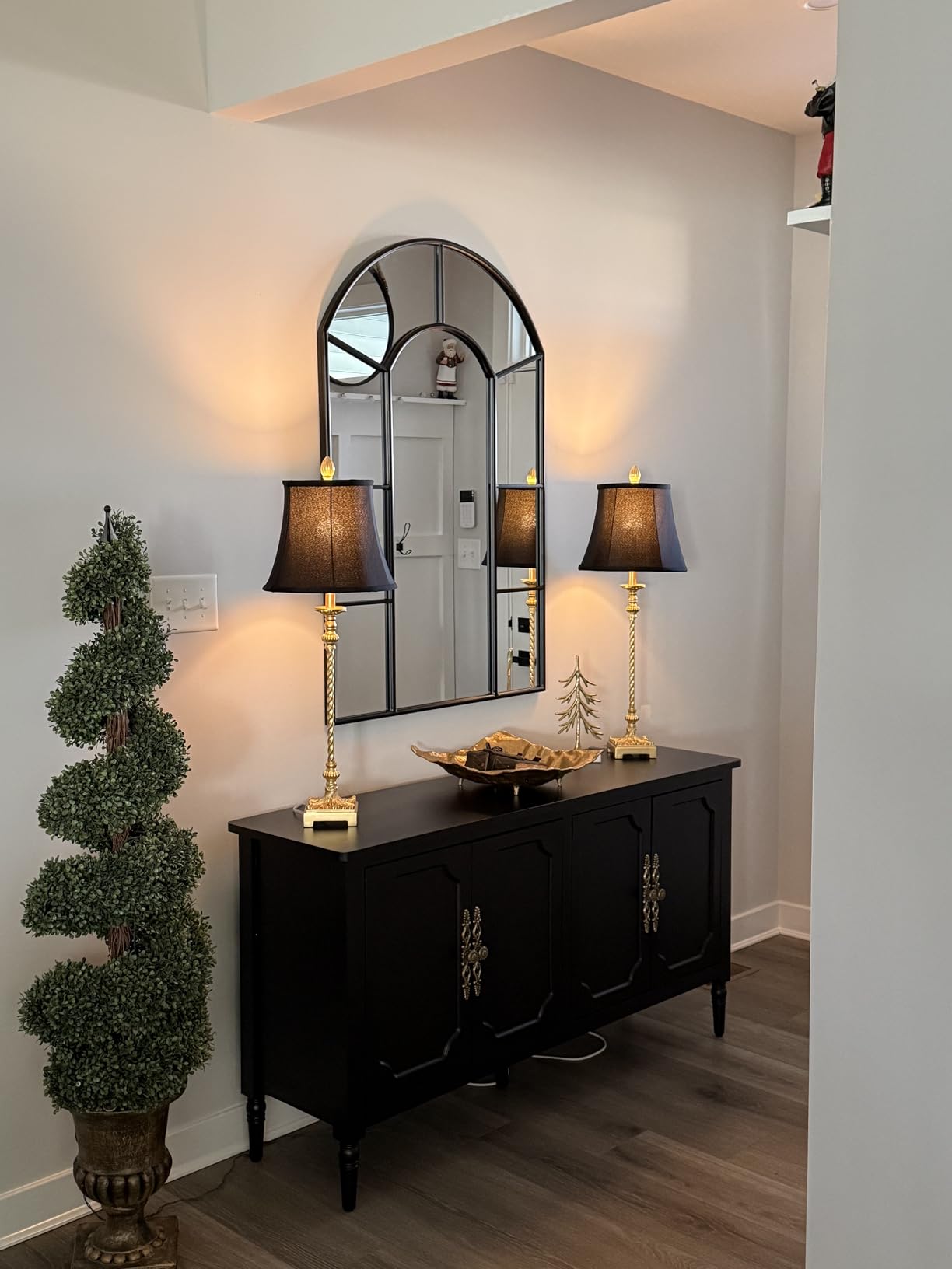 Tall Buffet Lamp Set of 2, Silver Leaf Finish, 3-Way Dimmable Bulb Included | White Linen Shades, Candle Stick Design, 33'' Vintage End Table Lamps, Country Style Bedside Lamps for Living Room Bedroom customer photo 2