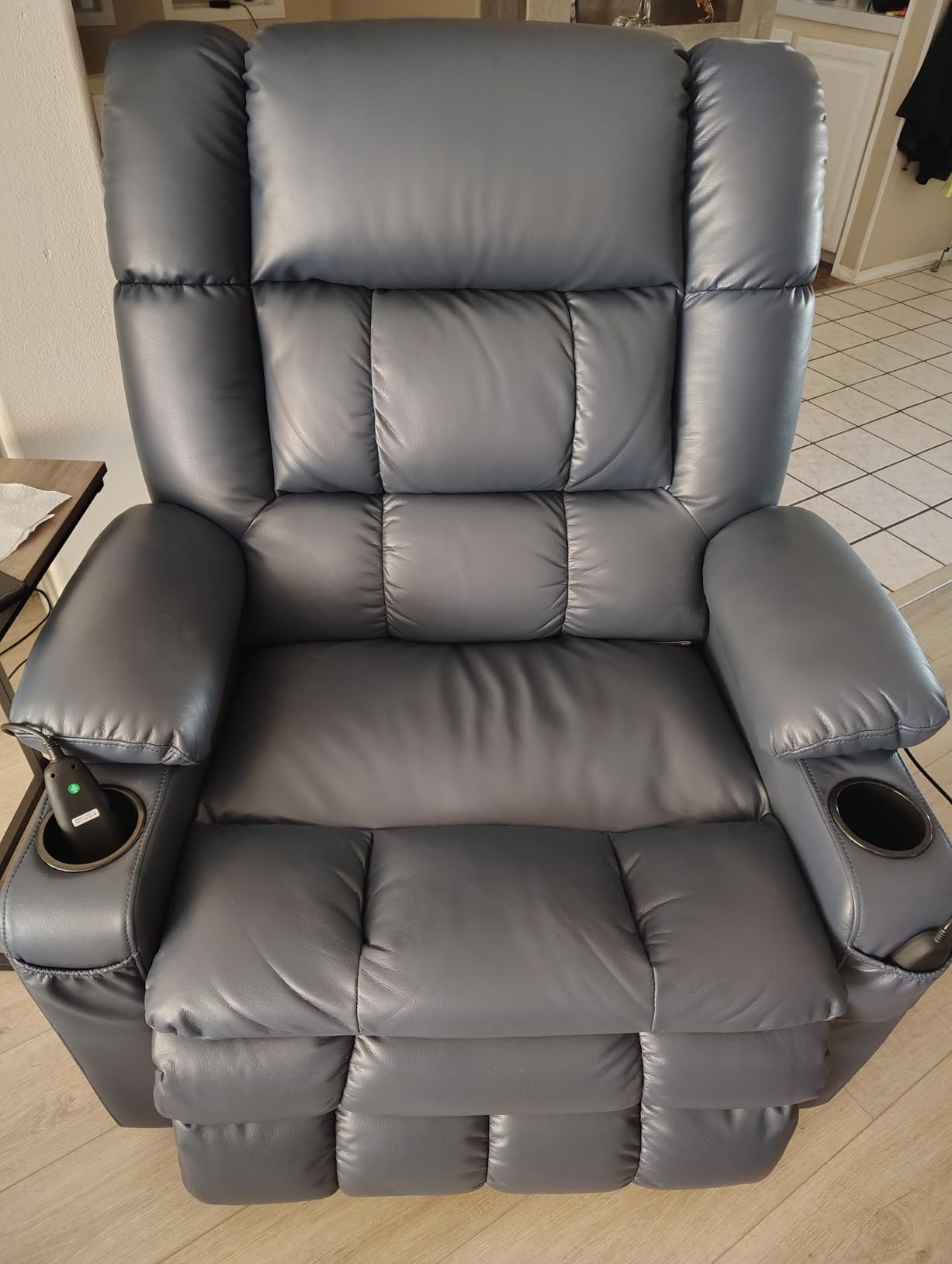 MCombo Large Dual Motor Power Lift Recliner Chair for Elderly, Zero Gravity Lift Chair with Heat and Massage, Infinite Position Lay Flat Recliner, USB Ports, Faux Leather 7896 (Dark Brown, Large) customer photo 2