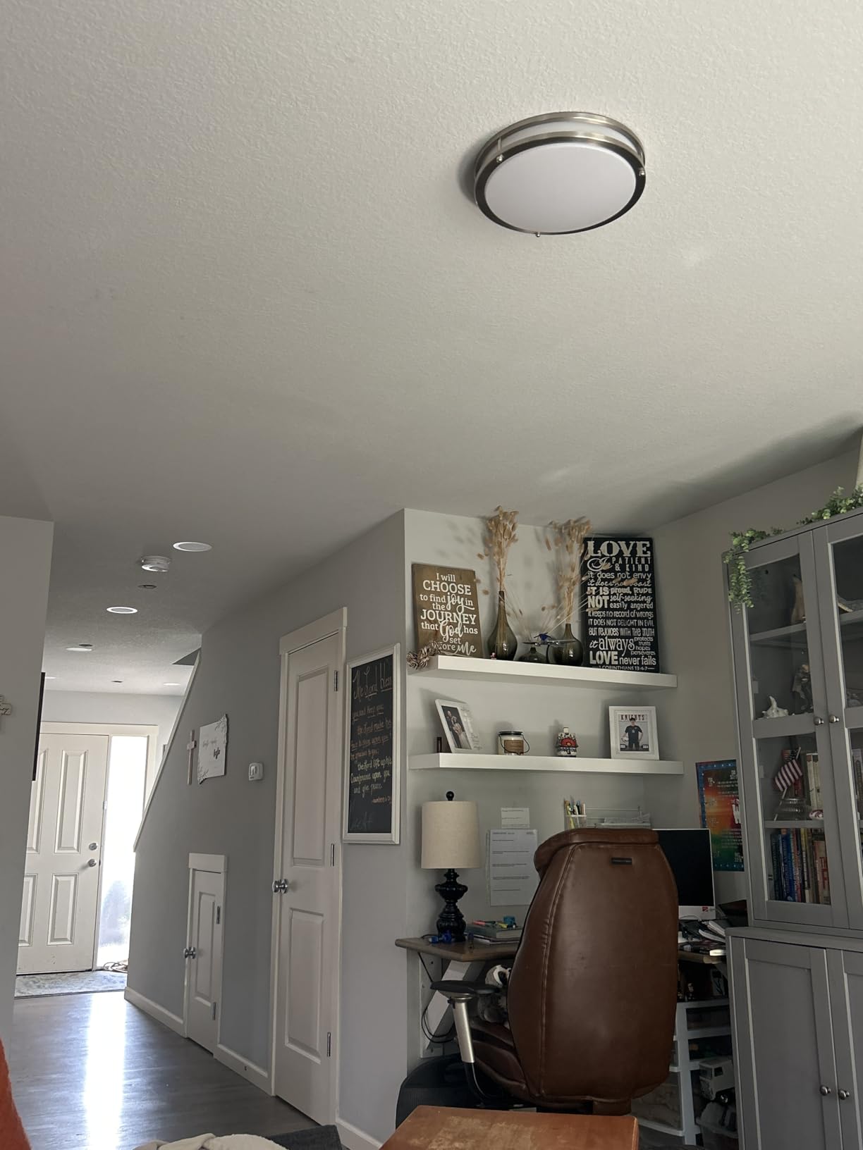 DLLT Flush Mount LED Ceiling Light: 13 Inch 5CCT (3000K-6000K) & Dimmable Ceiling Light Fixtures for Bedroom Hallway - 24W Modern Brushed Nickel Super Bright Kitchen Lighting Fixtures Ceiling customer photo 2