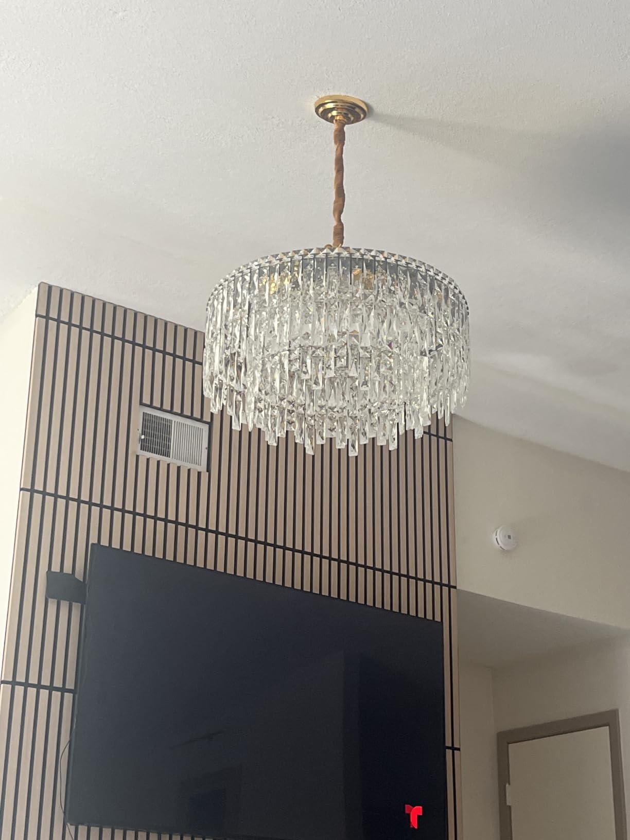 Gold Crystal Chandeliers for Dining Room Light Fixture, 24