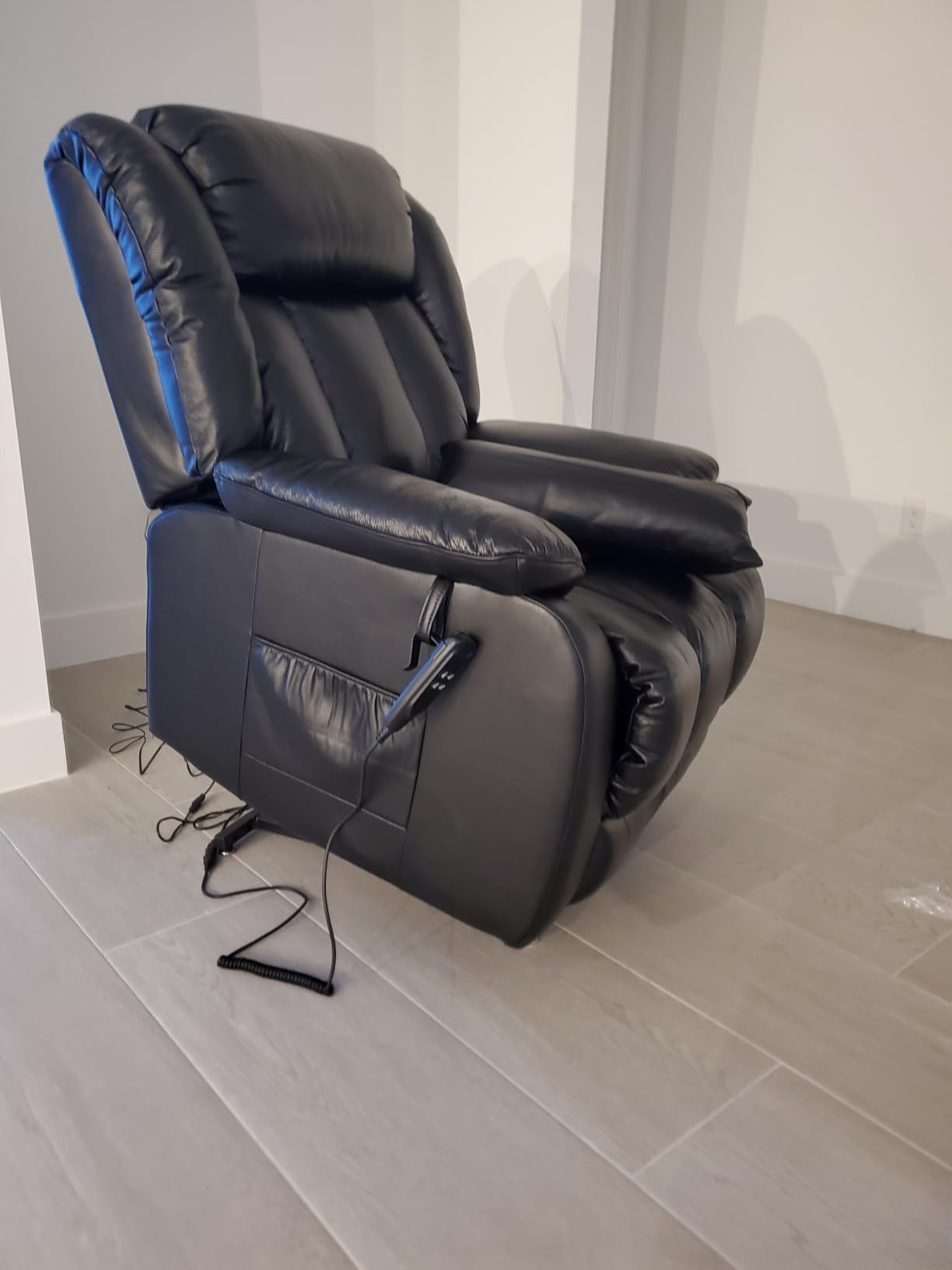 EDILLY Large Genuine Leather Power Lift Recliner Chairs for Elderly, Dual Motor with Massage and Heating, Double Lumbar Cushion and Extended Footrest, USB&Type-C Port and Remote(Brown) customer photo 1