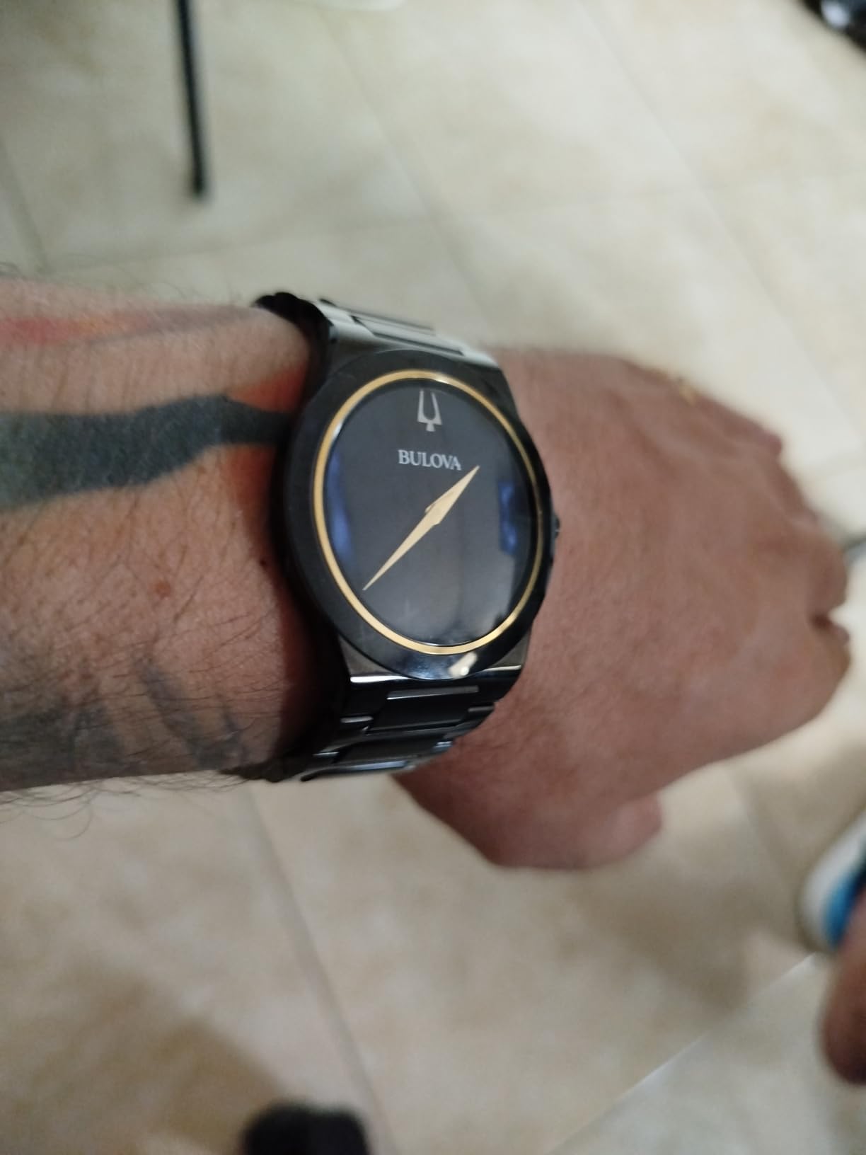 Bulova Mens Modern Millenia Black Ion Plated Stainless Steel 2-Hand Quartz Watch, Black Dial Style: 98a313 customer photo 1