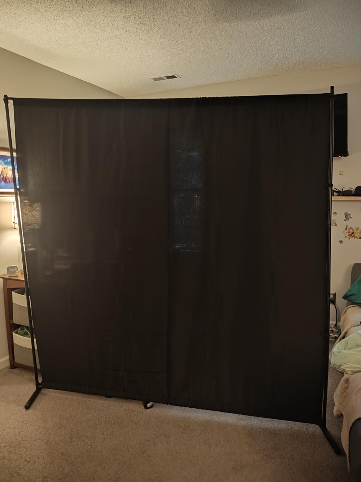 Room Divider, 72x72Inch Large Single Panel Privacy Screen with Thickened Fabric, Freestanding Partition Wall for Room Separation, Portable for Indoor Office, Bedroom, Studio Apartment, Gray customer photo 2