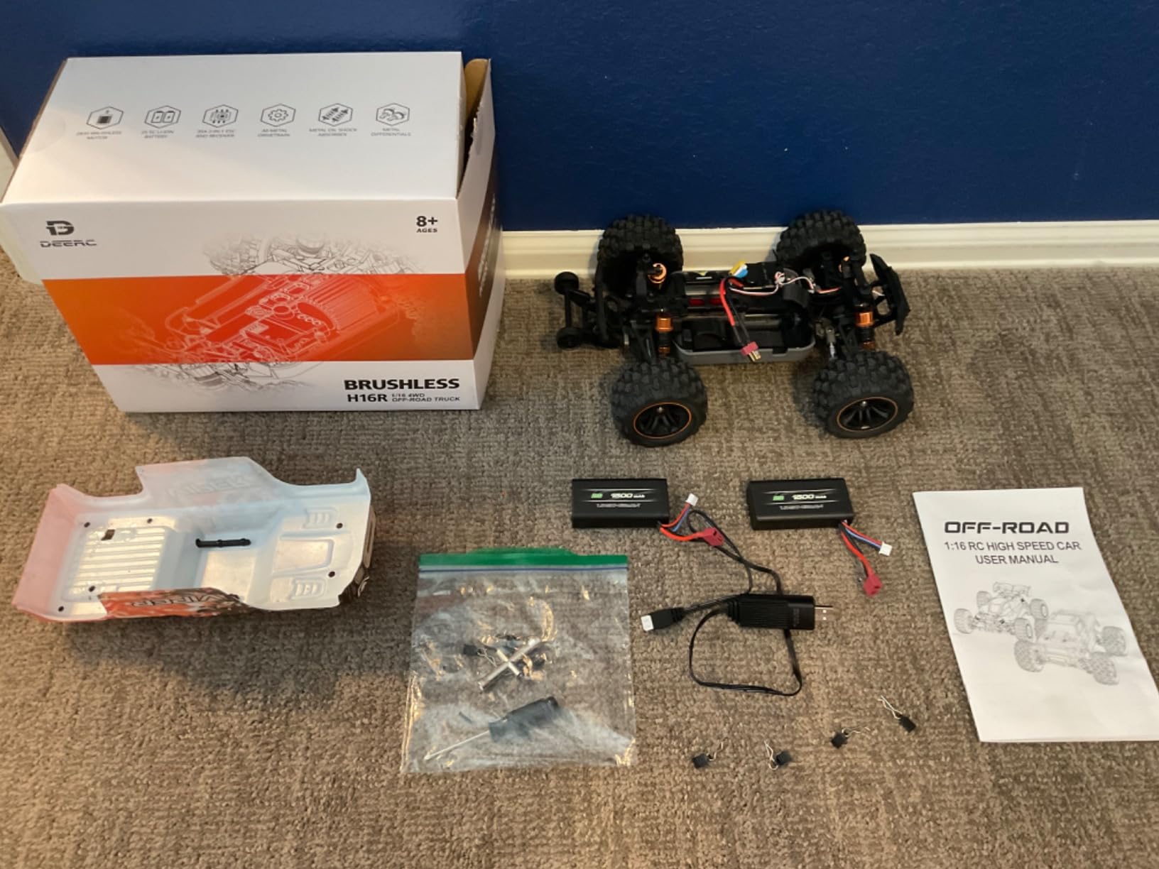 DEERC 9308E 1:16 Fast RC Cars for Boys Age 8-12 RC Monster Truck 40 KPH, All Terrain 4WD High Speed Dinosaur Truck 2 Car Shell, 2.4Ghz Off-Road Remote Control Cars with 2 Batteries, Toy Gift for Kids customer photo 2