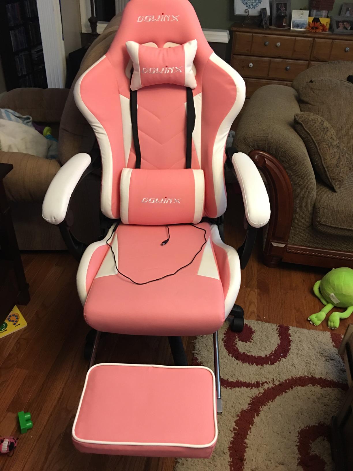 Dowinx Gaming Chair Big and Tall, Ergonomic Game Chair for Adults with Footrest and Massage Lumbar Support, High Back Computer Gamer Chair PU Leather, 350Lbs, for Office, Home, Brown customer photo 2