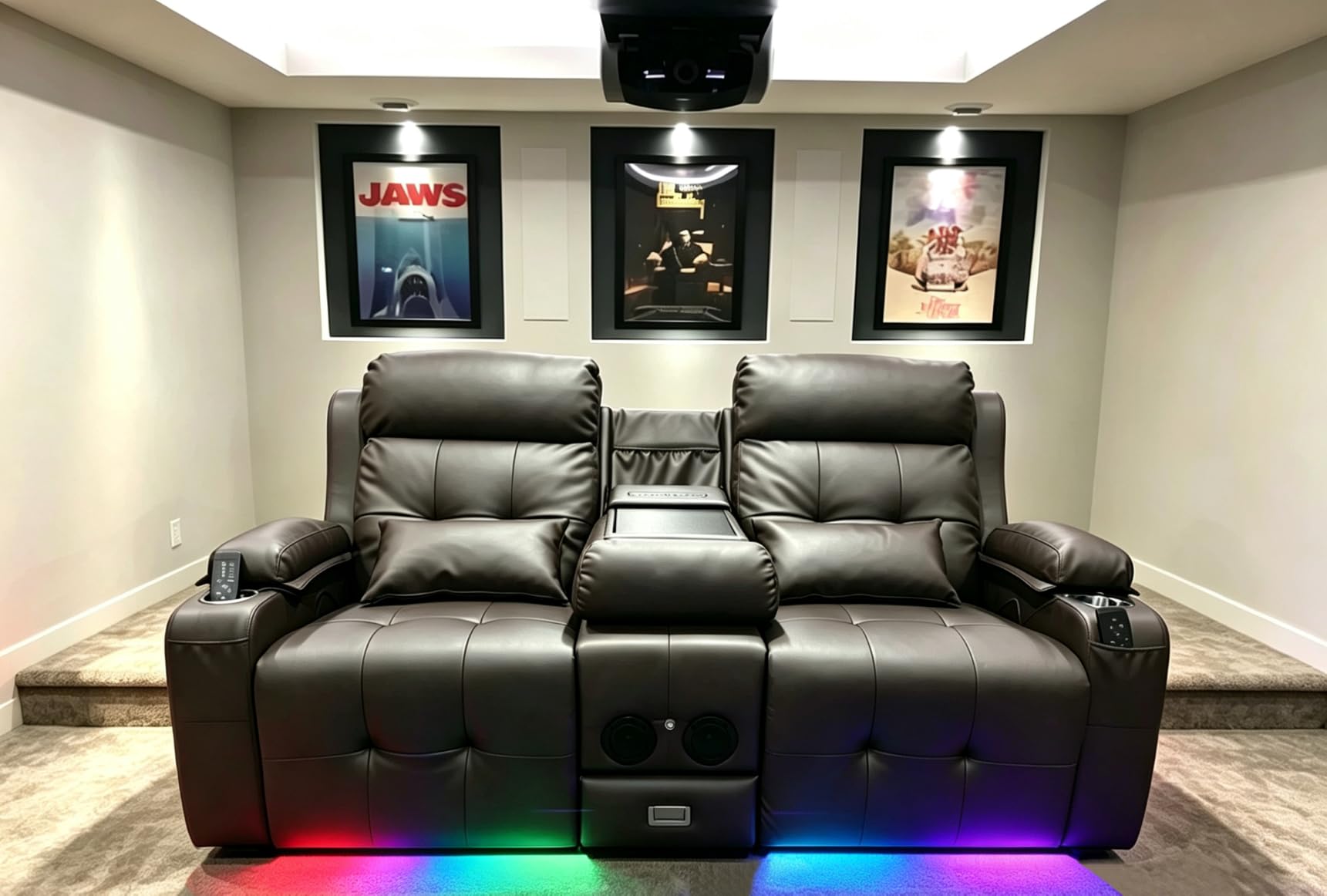 RV Loveseat Recliner Sofa, Home Theater Seating with Console & Massage | Reclining Loveseat with USB, Wall Hugger RV Couch Movie Theater Chairs, RV Furniture with Cup Holders, Drawer for Gaming Room customer photo 1