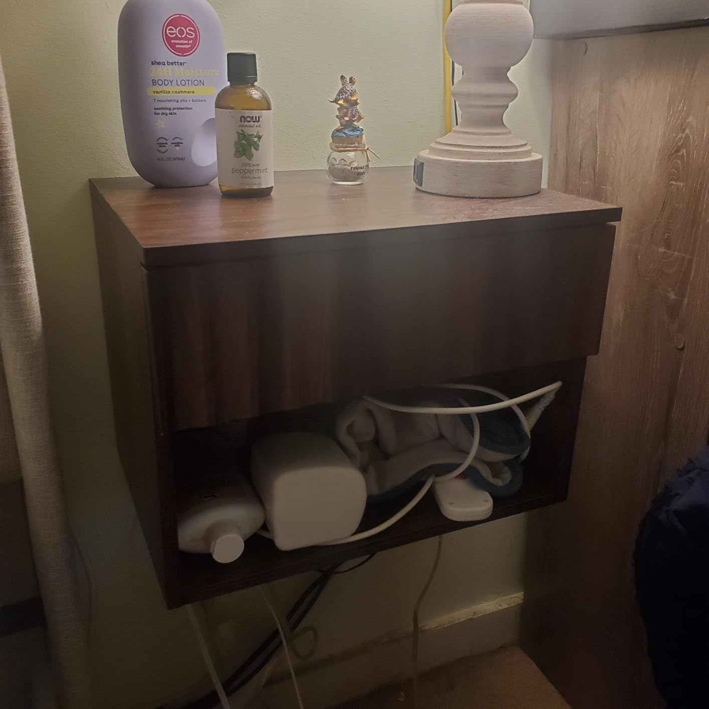 BuildHom Floating Nightstand with Fluted Drawer, Bedside Table | Espresso Space-saving Floating Night Stands with Open Shelf, Modern Wall Mounted End Table for Bedroom and Small Spaces customer photo 1