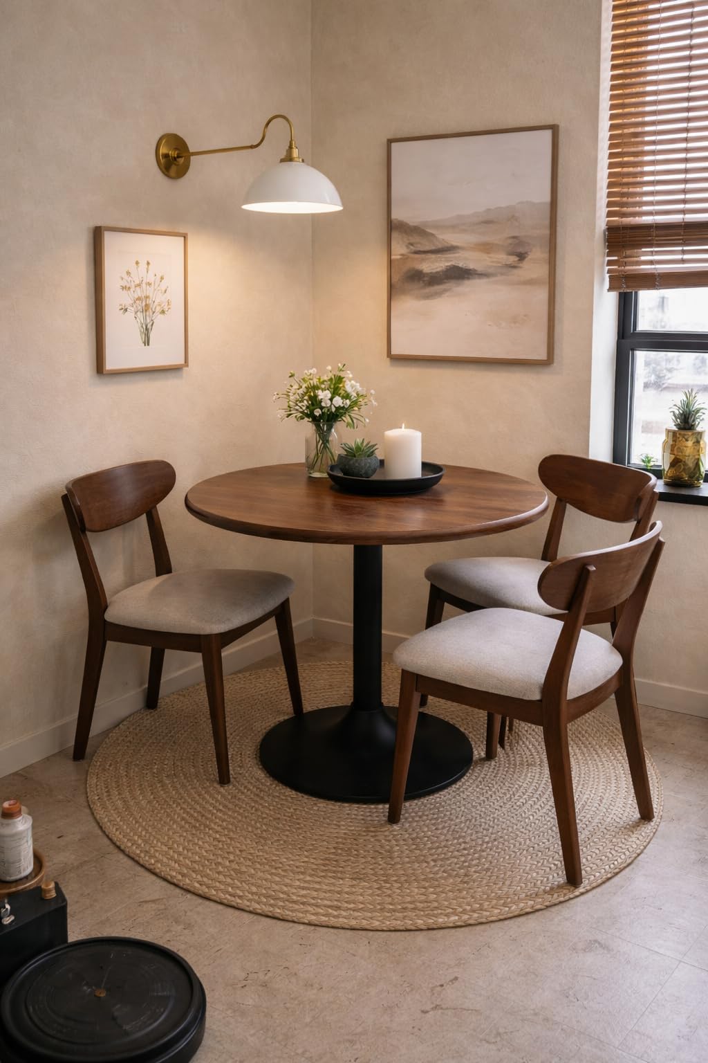 Mid Century Modern Walnut Dining Chairs Set of 4, FAS-Grade Oak, 400 lbs | Heavy-Duty Commercial Grade, Armless, Solid Curved Back, Smoked Brown Upholstered Seat, for Kitchen, Dining Room, Restaurant customer photo 2