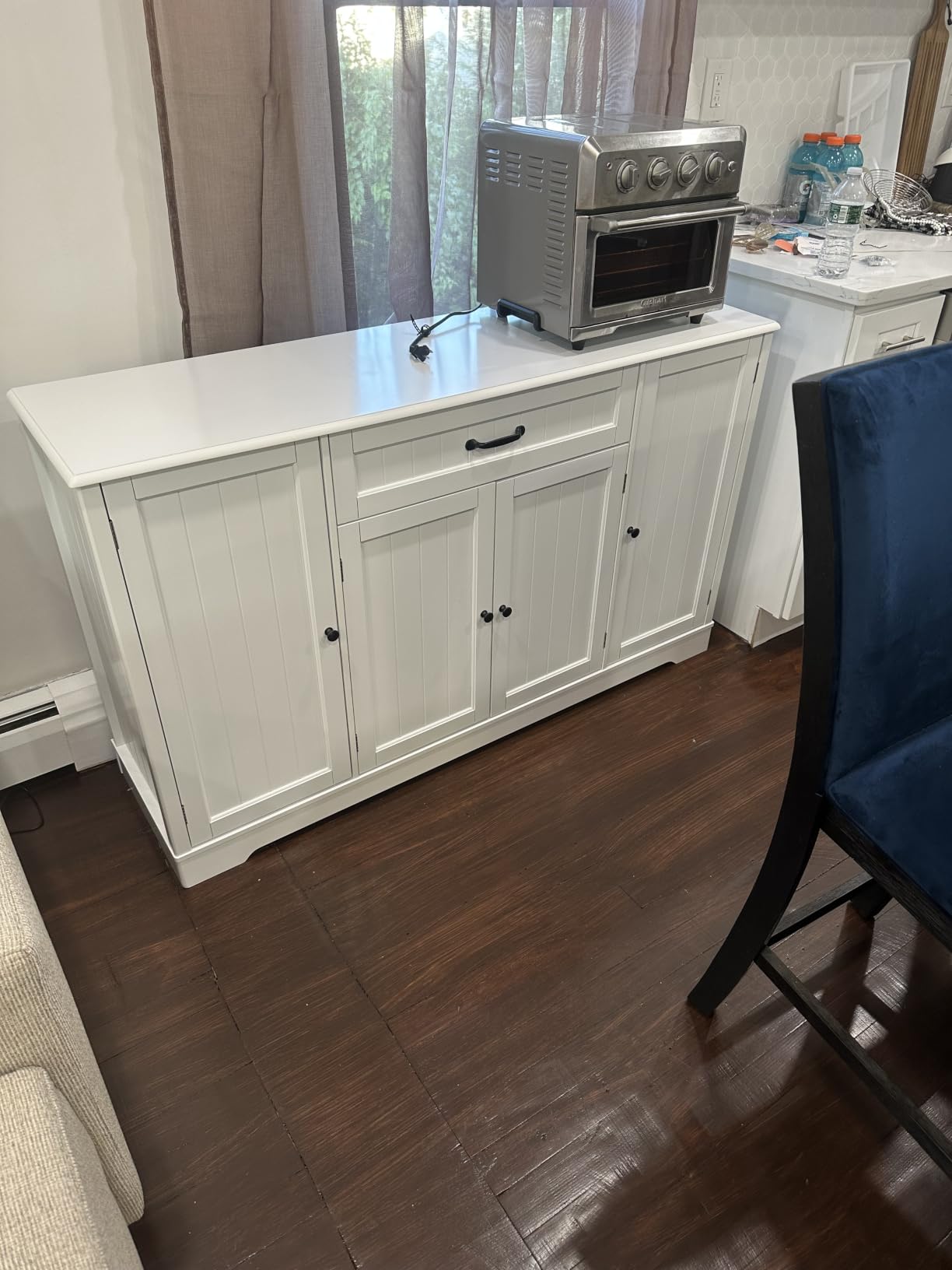 Gizoon Kitchen Coffee Bar Cabinet with Storage Kitchen Sideboard Buffet Cabinet with Drawers, Short Pantry with Door and Shelves for Bathroom and Living Room, White and Rustic customer photo 2
