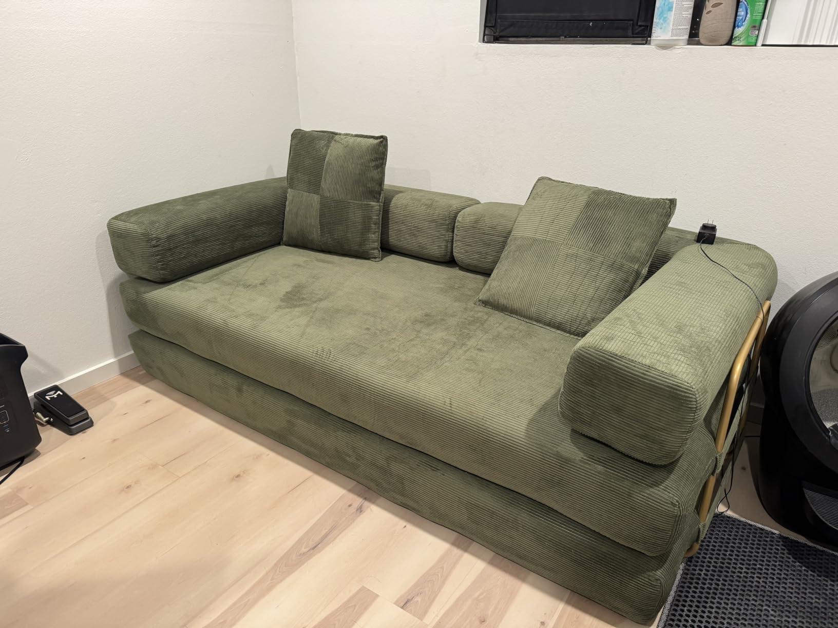 4-in-1 Folding Convertible Sofa Bed, 78 Inch Boneless Couch (Beige) customer photo 2