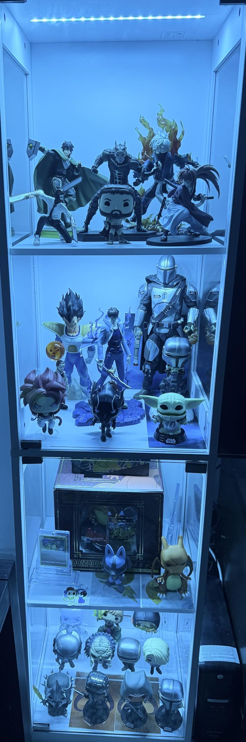 Glass Display Cabinet, Display Case for Collectibles, Black | 4-Tier Curio Cabinets with 3 Color Lights & Human Body Sensor, Storage Cabinet with Glass Door customer photo 2