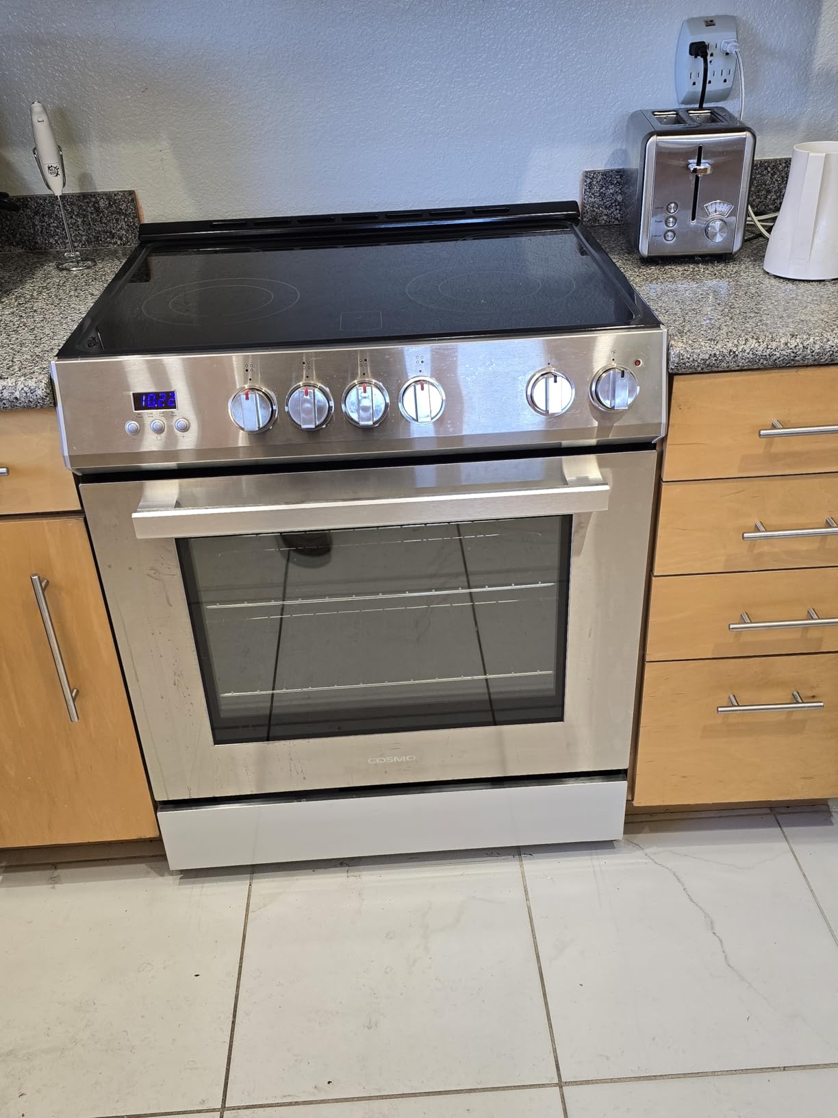30 in. Stellar Coll 4.9 cu. ft. 4 Burner Electric Range, Convection, Black | Cosmo COS-ERD304K-BK Glass Cooktop, Dual Element Burners, 6 Oven Functions, Digital Display with Timer, Storage Drawer customer photo 1