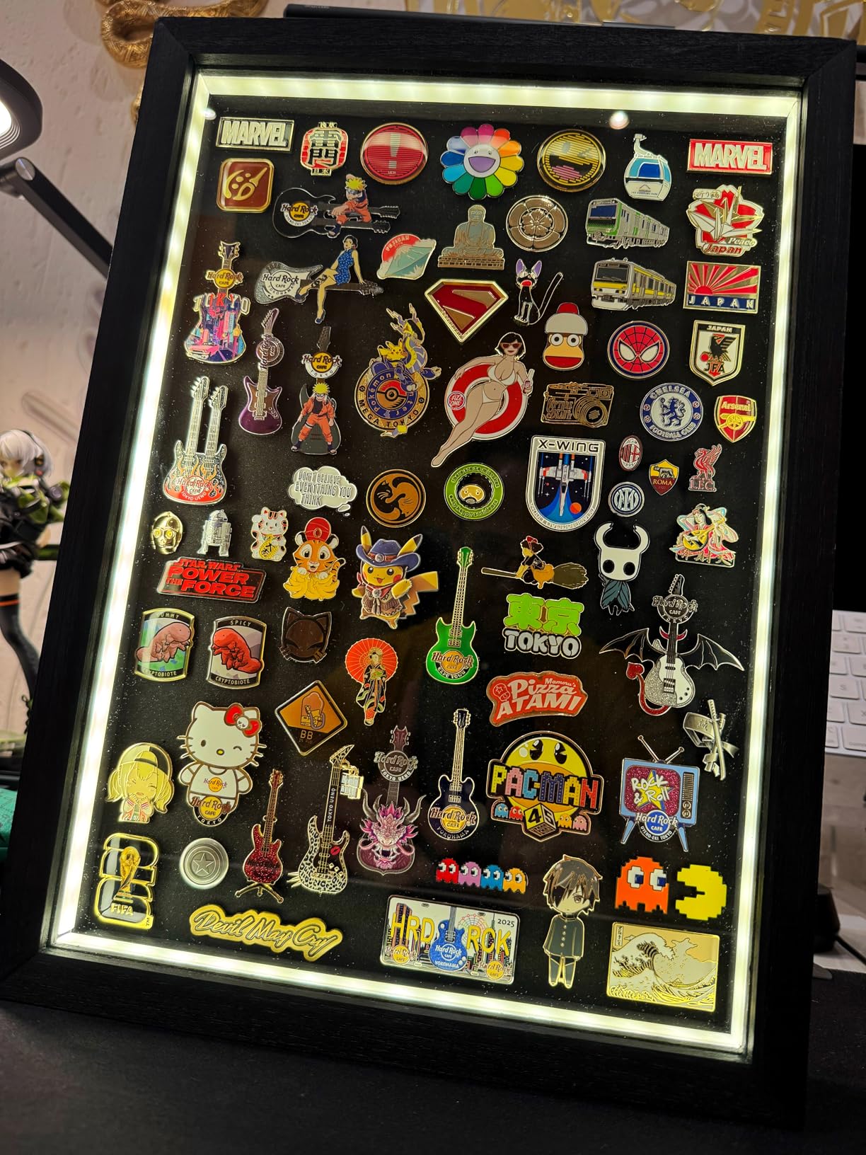 Light Up Pin Display Case - 16x12 Black Enamel Pin Display Board with Light customer photo 2