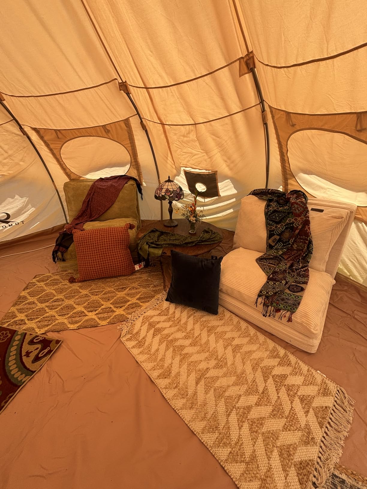 TOMOUNT Canvas Tent with Rainfly with Stove Jack Bell Tent Yurt Glamping Tent with TPU Transparent Roof for Family Camping customer photo 1