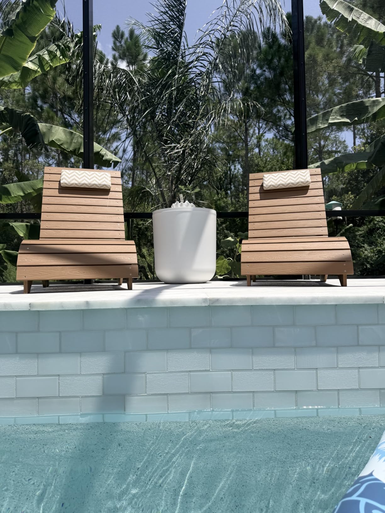in Pool Lounge Chairs, Fade-Proof for Shallow Water with Headrest | Anti-Floating Pool lounge chairs fit 8-10in baja shelf, tanning chair, all-weather HDPS frame, non-slip build, up to 330 lbs customer photo 1