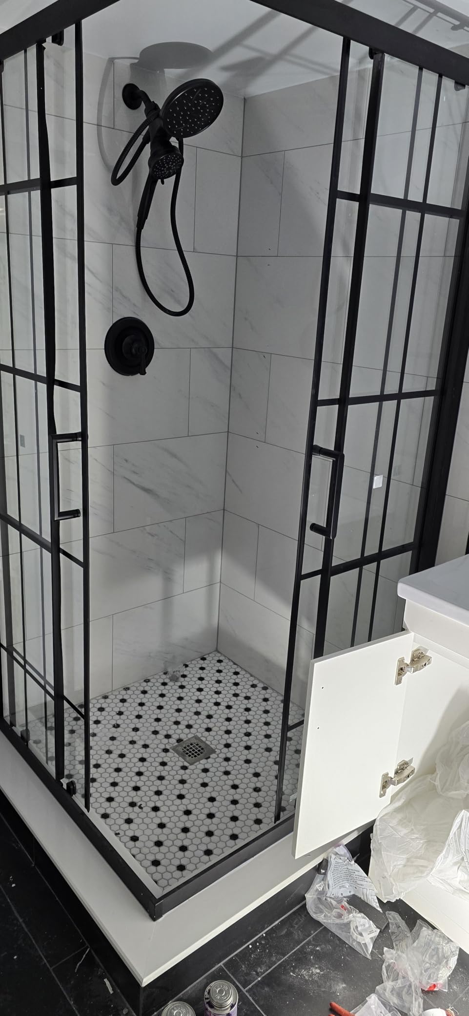 Corner Shower Enclosure 36 in.D x 36 in. W x 71 in. H | Brushed Gold Framed Double Sliding Shower Door with 1/4