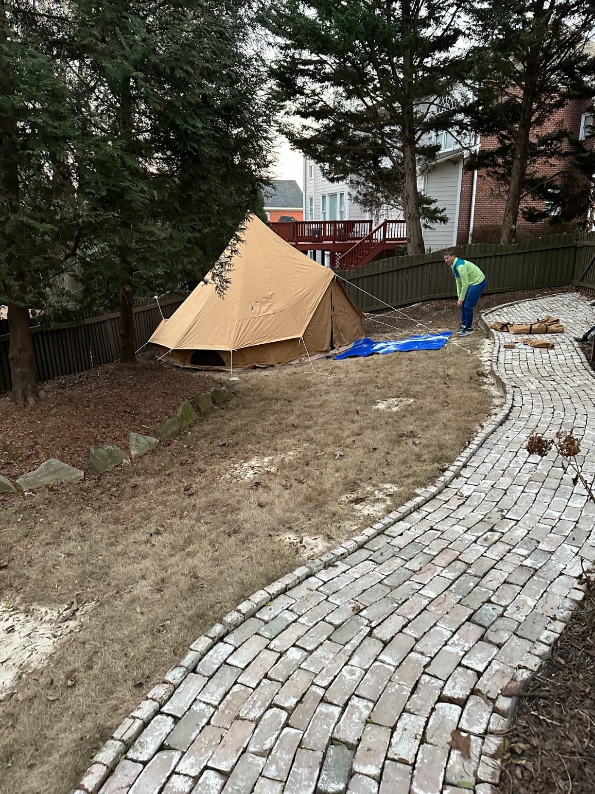 Canvas Bell Tent, Yurt with Stove Jack, Waterproof and Breathable Glamping Wall Tent, Detachable Groundsheet for Camping Party customer photo 1