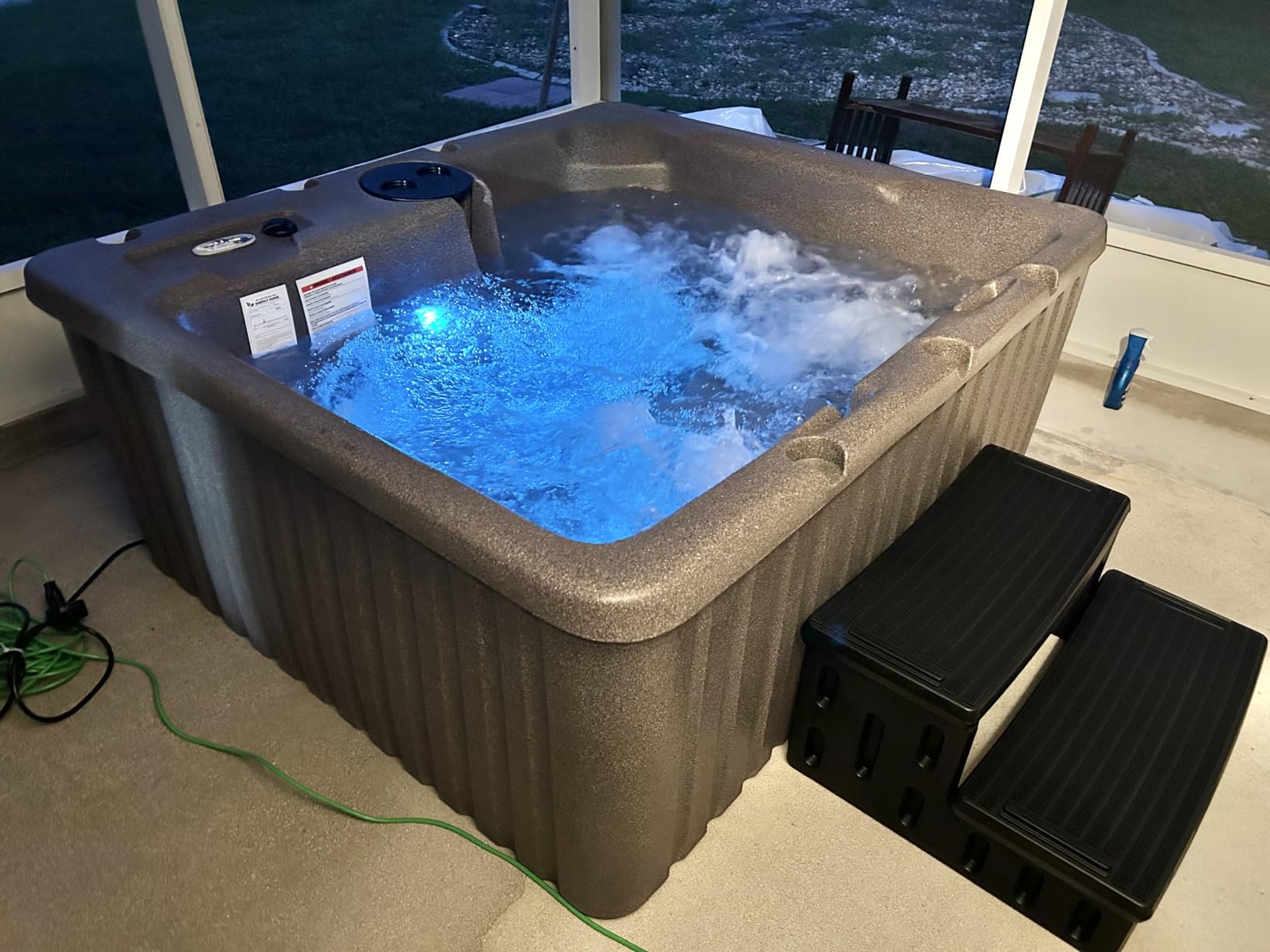 Hot Tub Steps, Non-Slip 2 Step Spa Stairs for Outdoor & Indoor, Black | 29.5