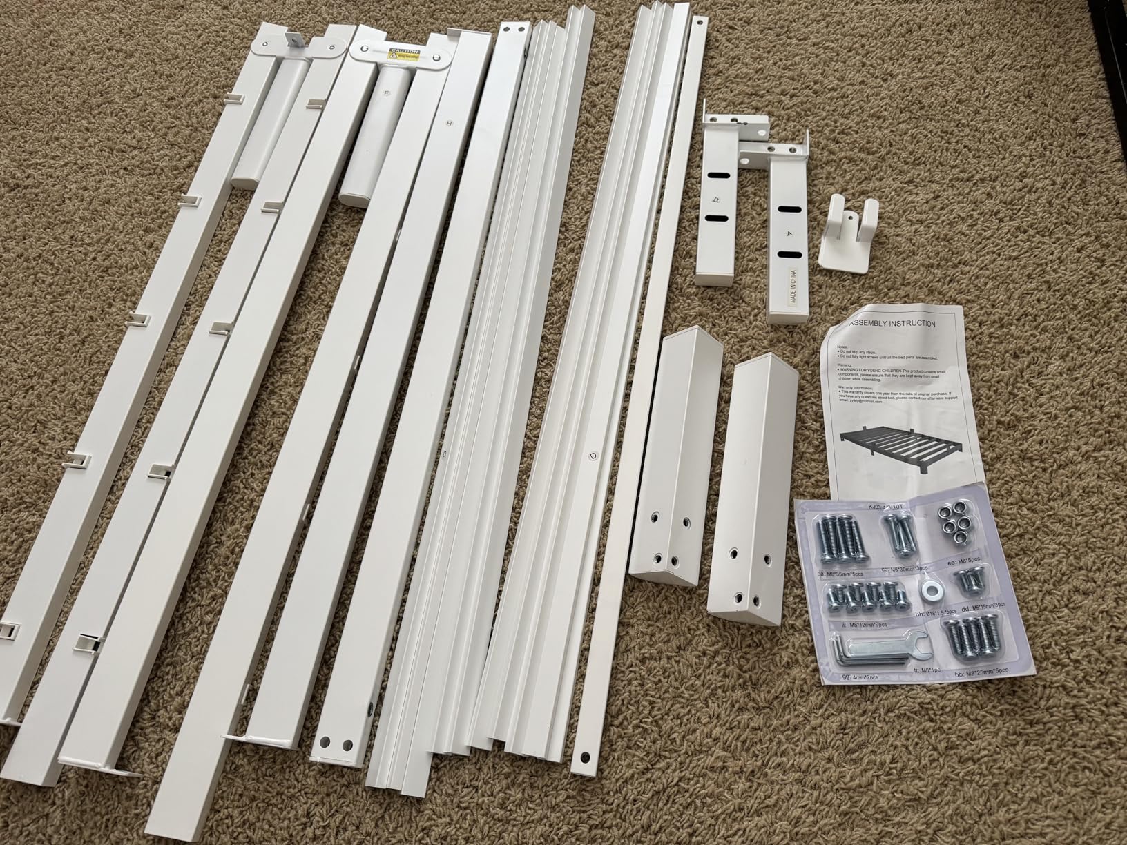 White Full Size Bed Frame 4 Inch, Low Bed with Mattress Stoppers | No Box Spring Needed, DIY Headboard Hole, Heavy Duty Steel Support, Round Corner Legs, Easy Assembly, Noiseless, Pet Friendly customer photo 1