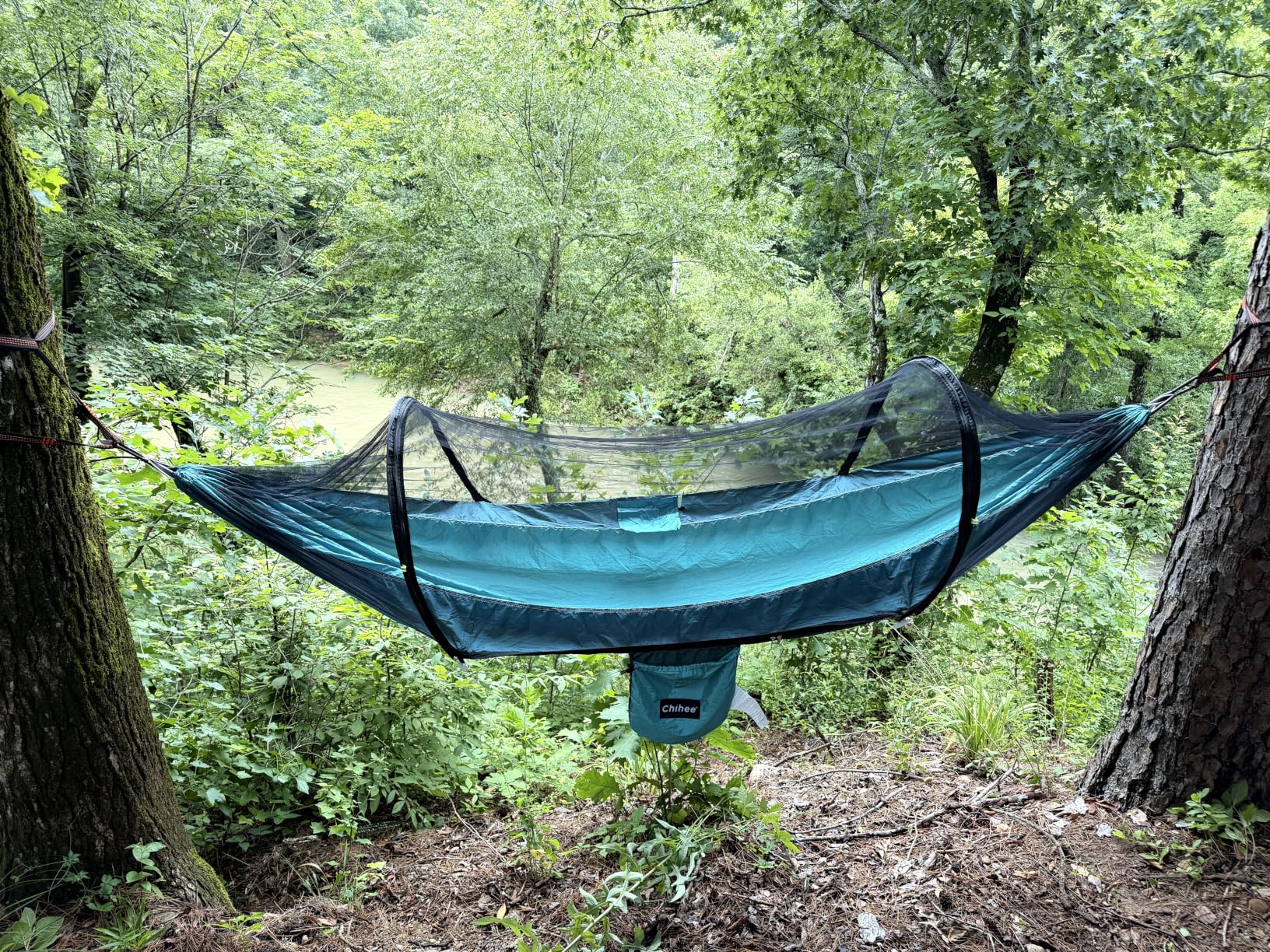 Chihee Ultra-Light Travel Camping Hammock Pop-up Net Hammock 660lbs Load Capacity, Breathable, Quick-Drying Parachute Nylon 2 Premium Carabiners, 2 Tree Slings Included for Outdoor Backpacking Hiking customer photo 2