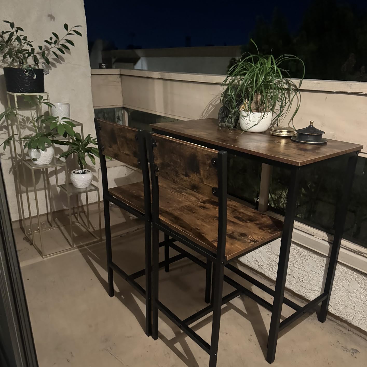 Tangkula 3 Piece Counter Height Bar Table Set, Pub Table and Chairs Set of 2, High Top Console Table with Stools for 2, Space-Saving Dinette Set for Breakfast Nook customer photo 1