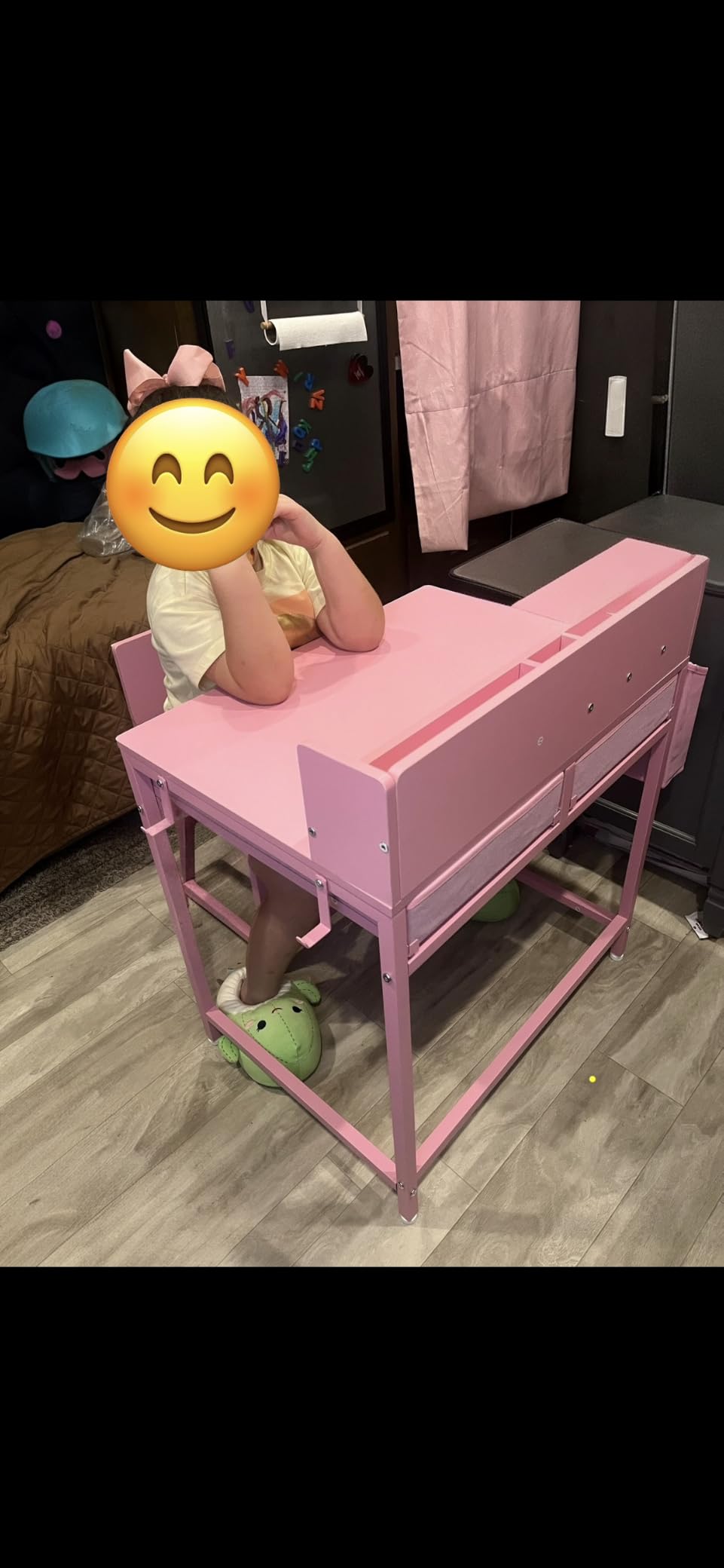 BOLUO White Kids Desk and Chair Set for 5-8 Year Old, Small Child Desk with Fabric Drawer, Children Study Table with Storage Toddler Girls Boys customer photo 1