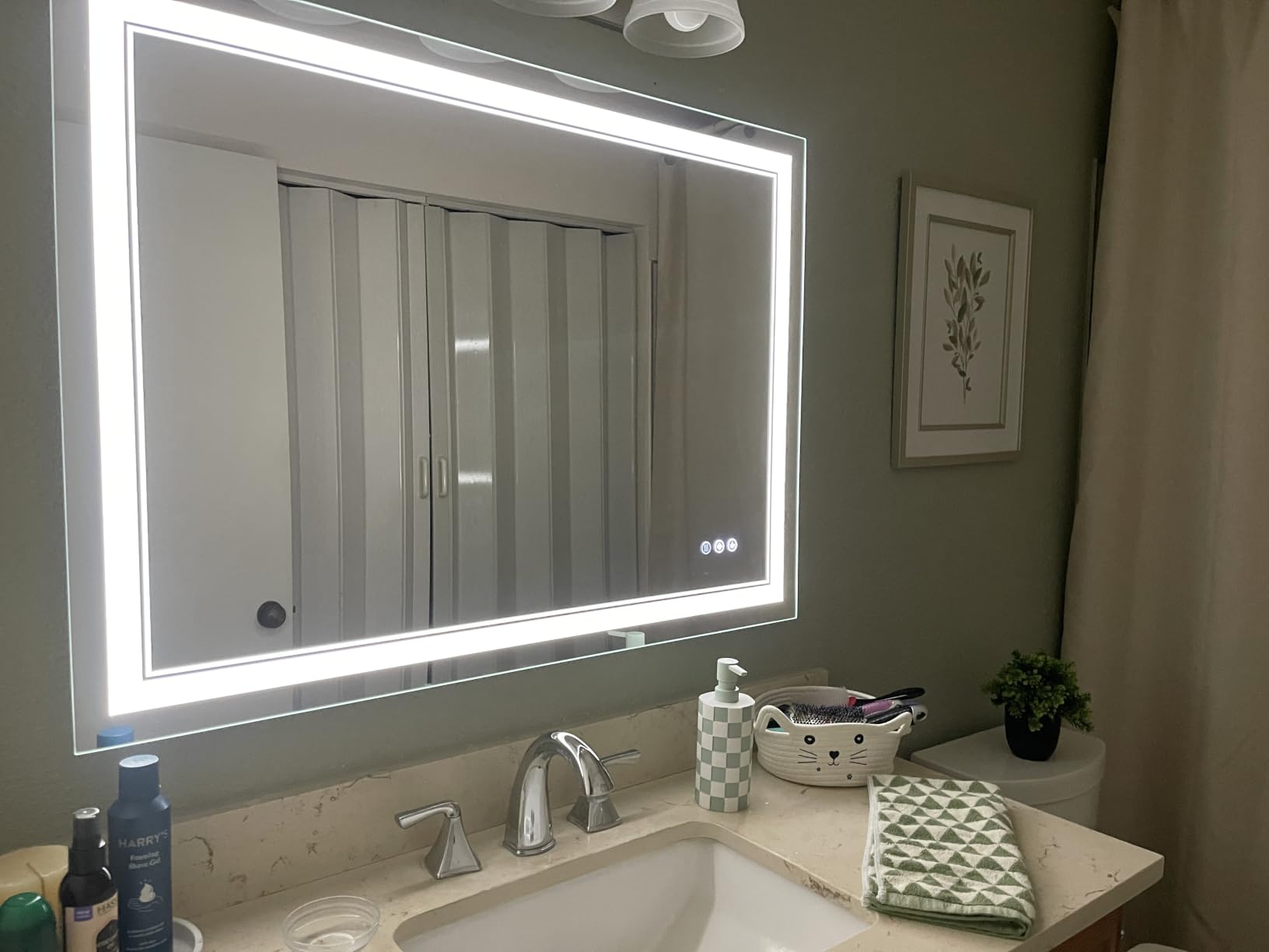 24X36 LED Bathroom Mirror with Lights, Anti-Fog, Backlit + Front Lit, Dimmable, Led Vanity Mirror for Wall, Lighted Bathroom Mirror, 3 Colors, Shatter-Proof Tempered Glass customer photo 1