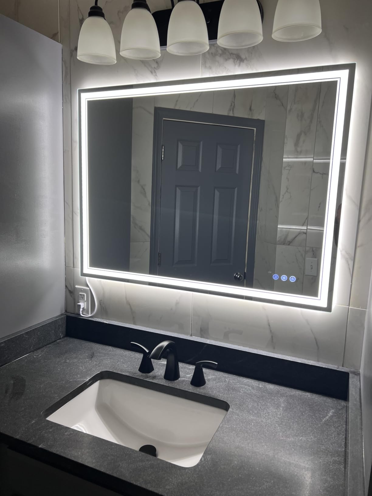 24X36 LED Bathroom Mirror with Lights, Anti-Fog, Backlit + Front Lit, Dimmable, Led Vanity Mirror for Wall, Lighted Bathroom Mirror, 3 Colors, Shatter-Proof Tempered Glass customer photo 2