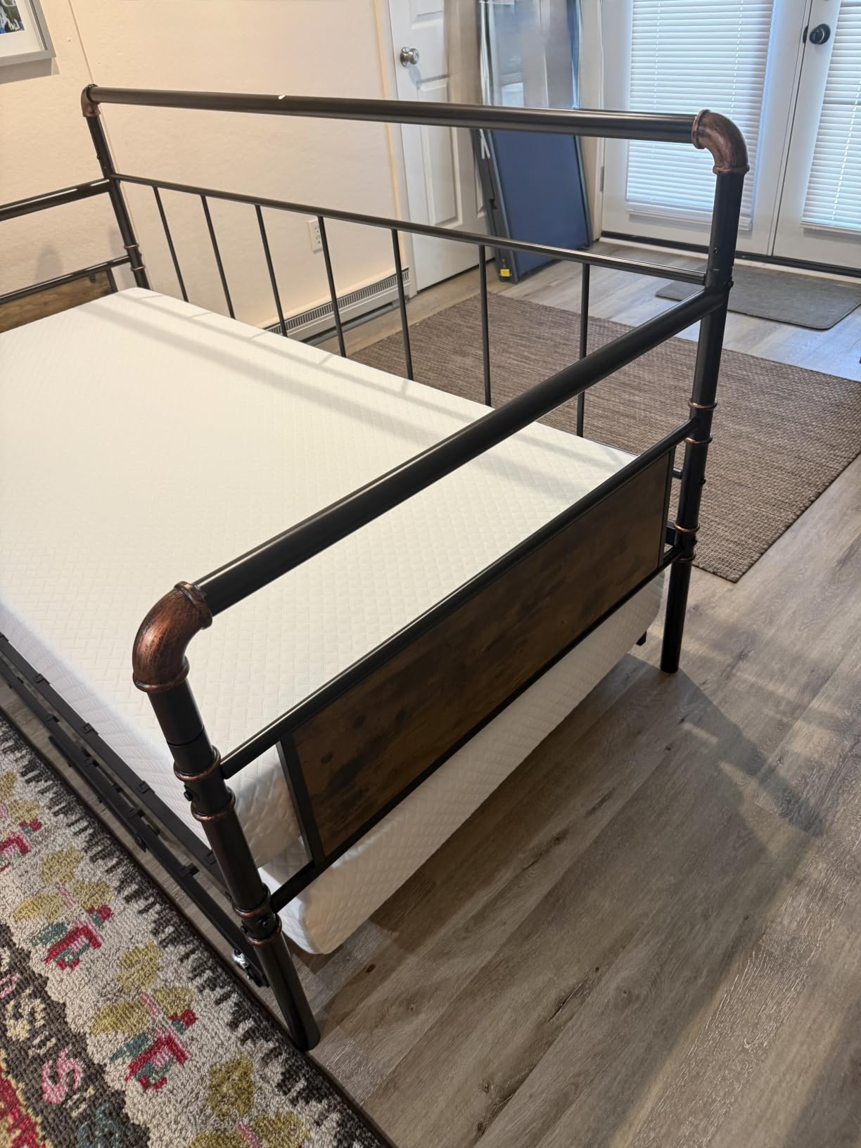 GarveeHome Daybed with Trundle, Twin Daybed with Pop Up Trundle Set, Metal Twin Bed Frame, 6 Lockable Wheels, Heavy Duty Steel Slat Support, Space Saving, For Kids/Teens/Adults, Easy Assembly, Brown customer photo 2