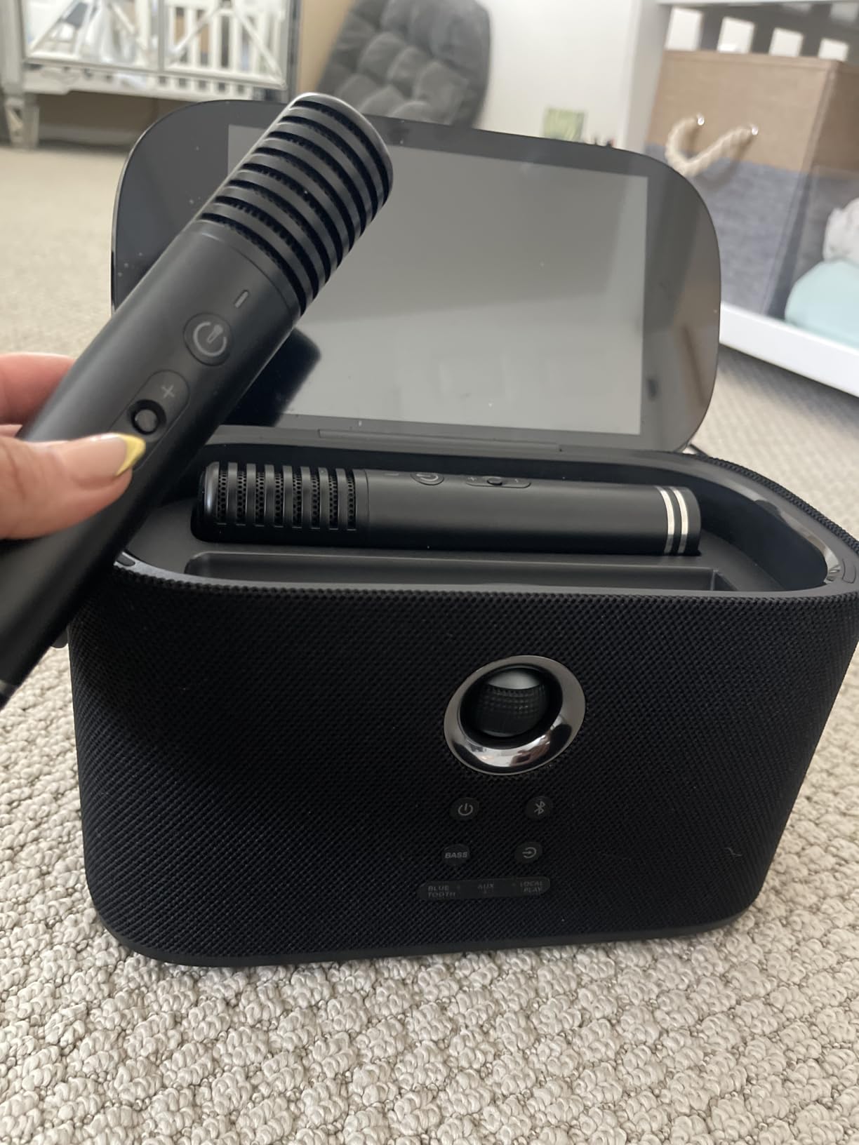 Ikarao Karaoke Machine for Adults, with Lyrics Display Screen, 2 Self-Charging Wireless Microphones, Autotune & EQ, 140W Speaker, Connect TV, Portable Karaoke System for Home, Family, Party, Travel customer photo 2